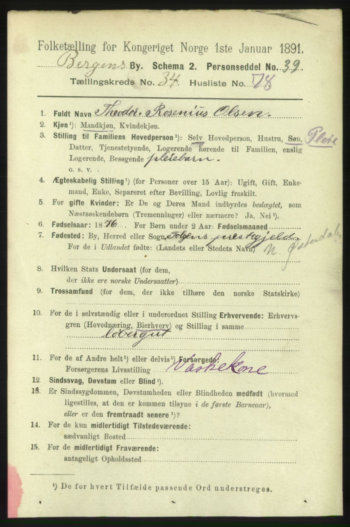 RA, 1891 Census for 1301 Bergen, 1891, p. 42942