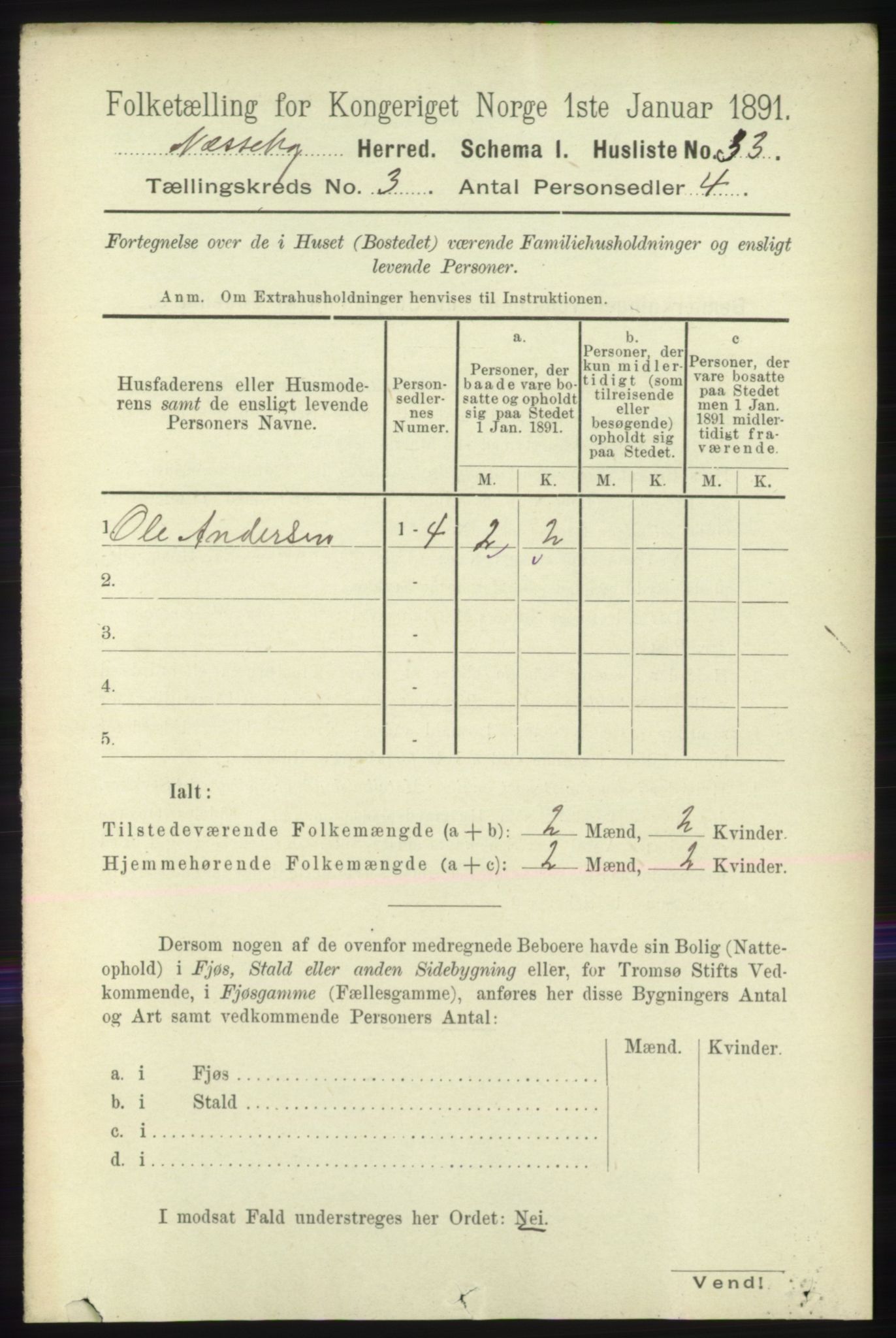 RA, 1891 census for 2027 Nesseby, 1891, p. 1016