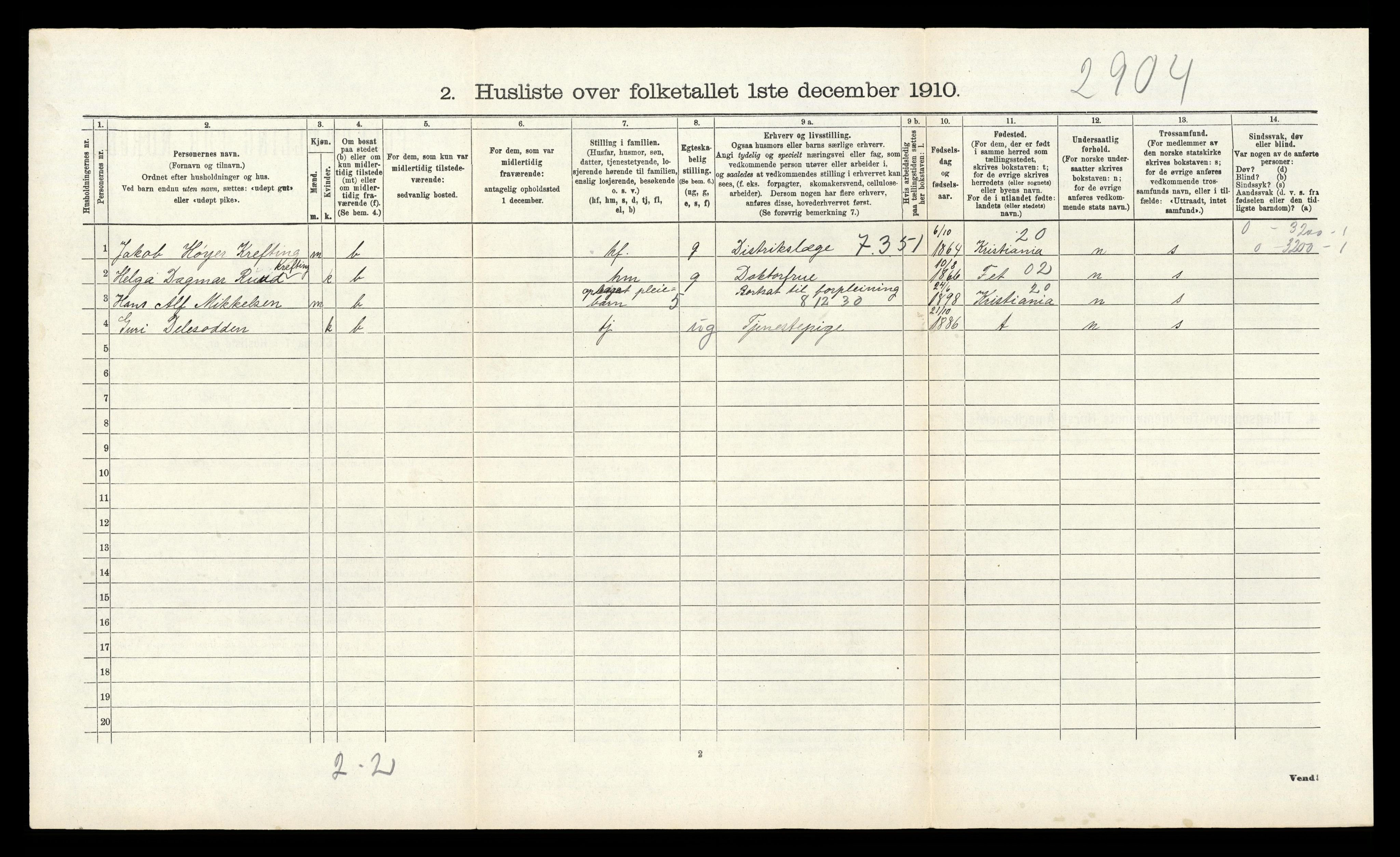 RA, 1910 census for Nore, 1910, p. 288