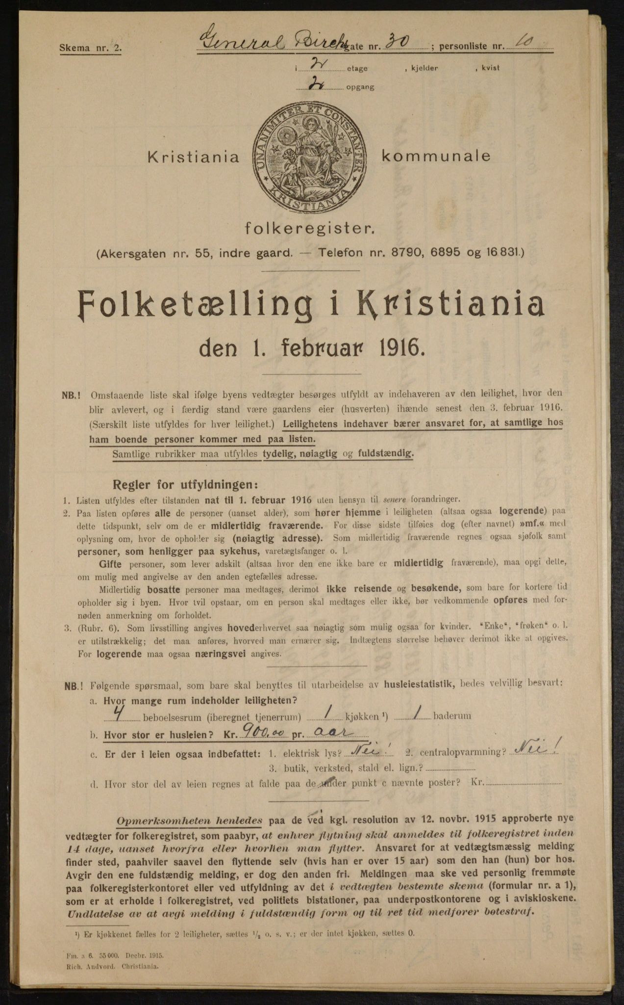 OBA, Municipal Census 1916 for Kristiania, 1916, p. 29661