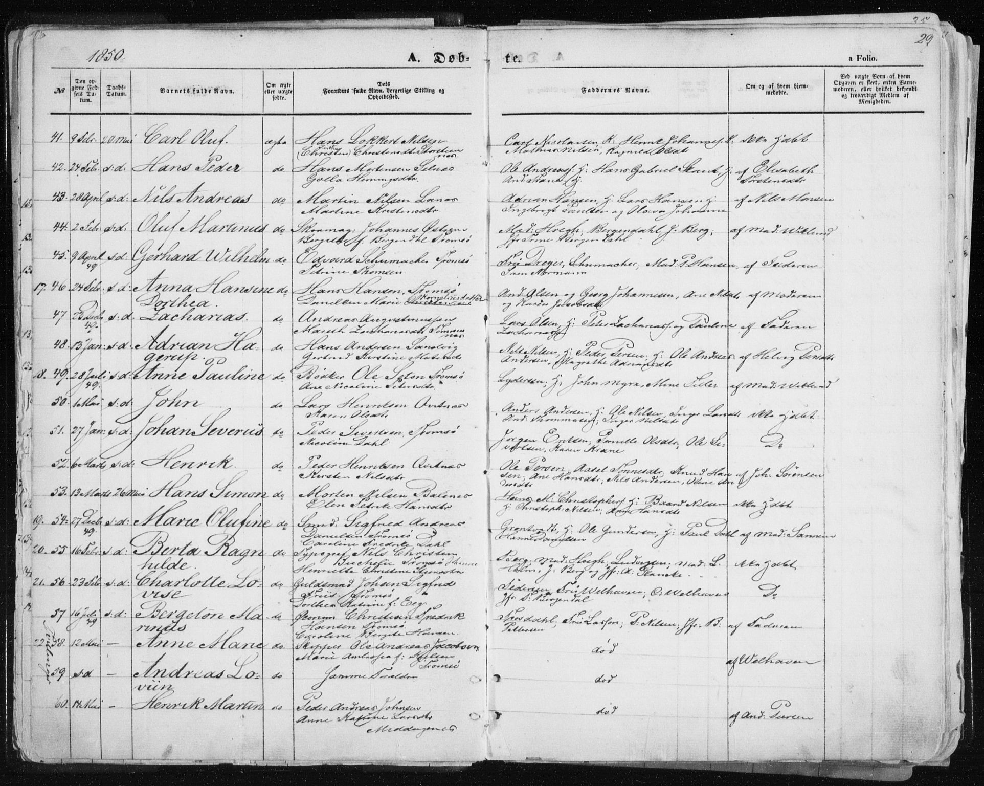 Tromsø sokneprestkontor/stiftsprosti/domprosti, SATØ/S-1343/G/Ga/L0010kirke: Parish register (official) no. 10, 1848-1855, p. 29