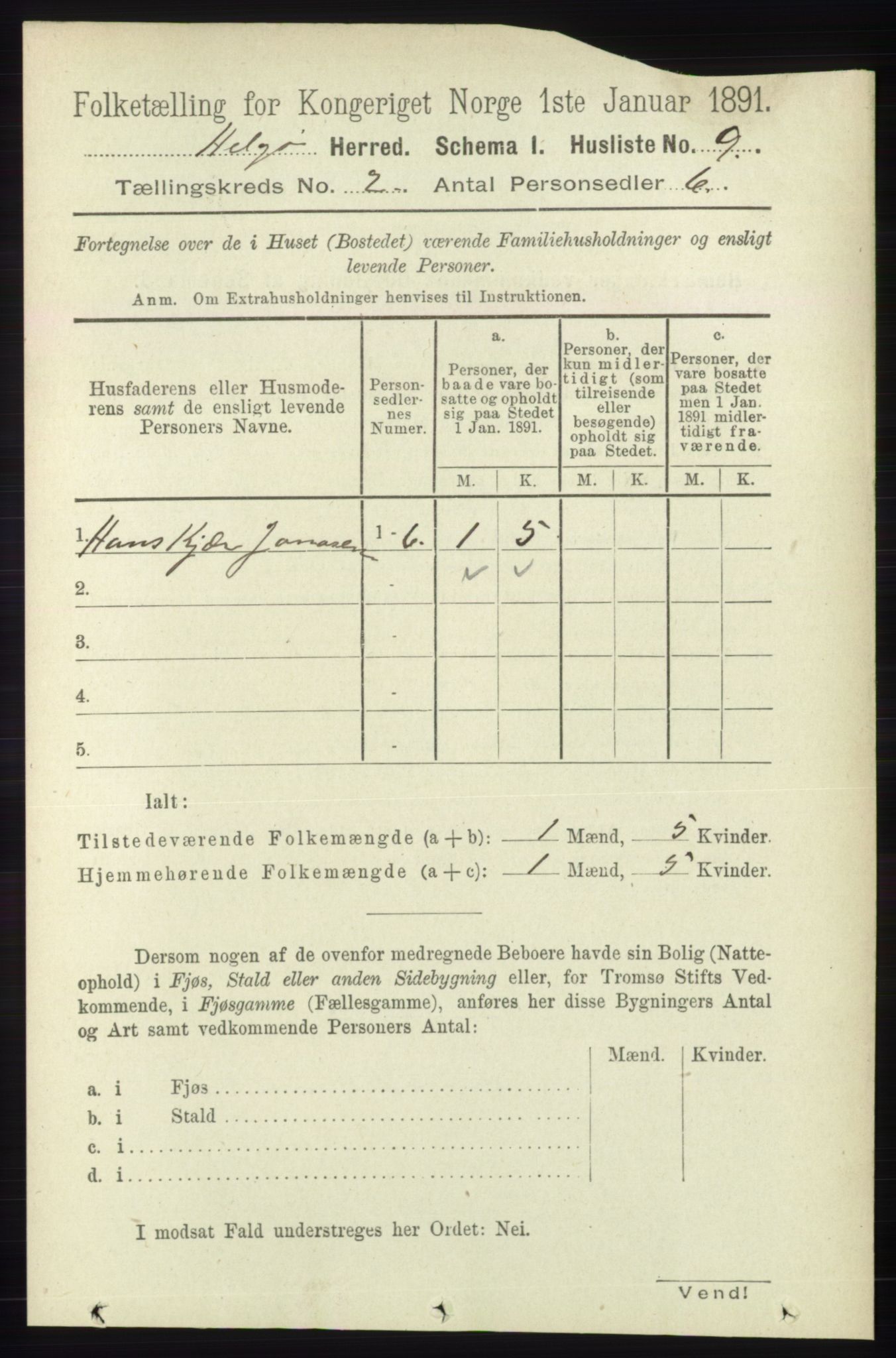 RA, 1891 census for 1935 Helgøy, 1891, p. 291