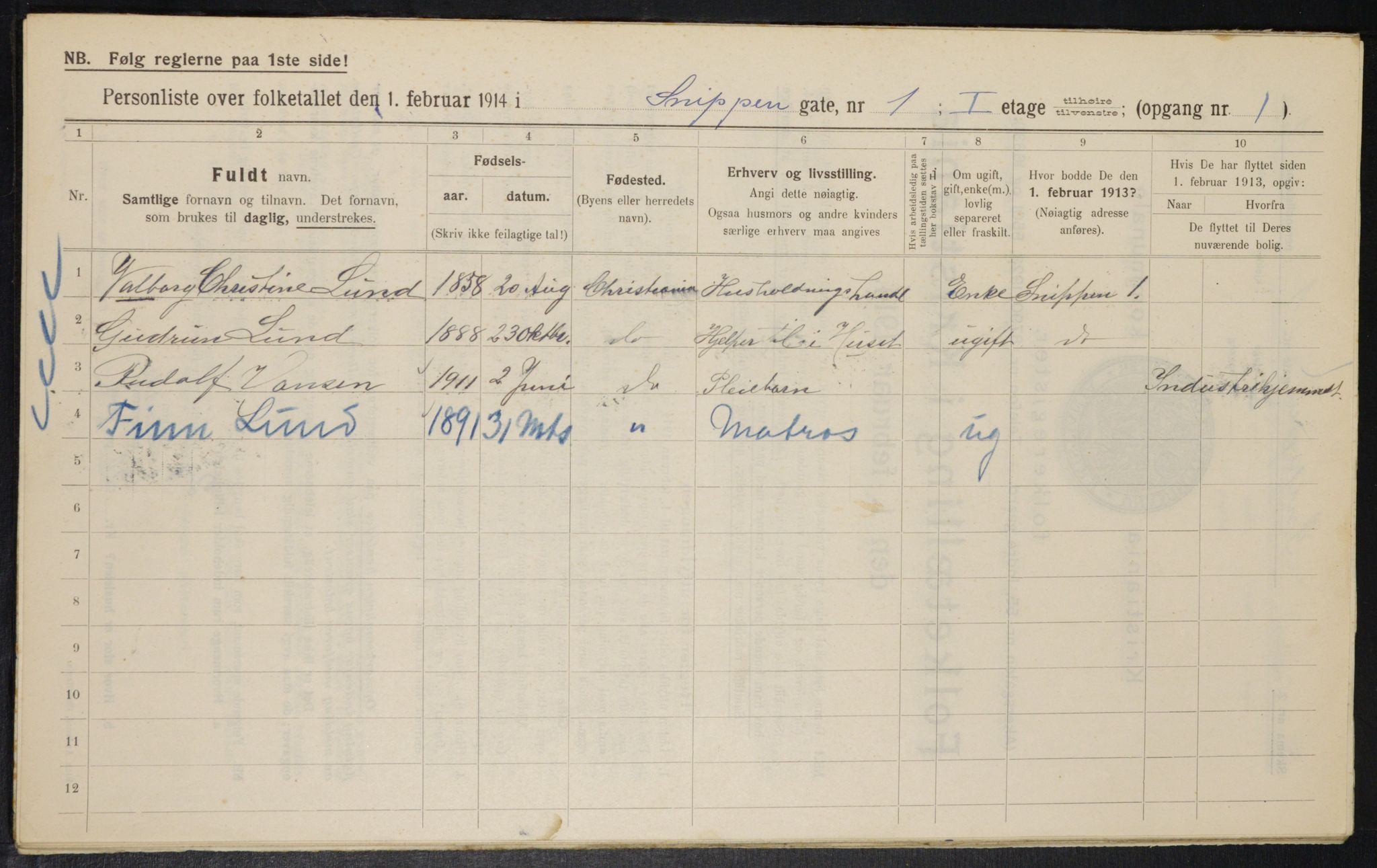 OBA, Municipal Census 1914 for Kristiania, 1914, p. 97848