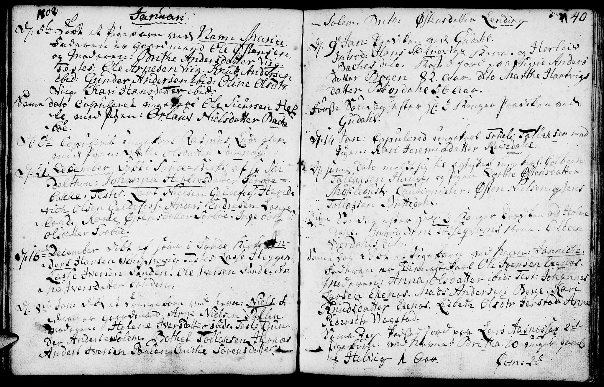 Fjaler sokneprestembete, AV/SAB-A-79801/H/Haa/Haaa/L0003: Parish register (official) no. A 3, 1799-1814, p. 40