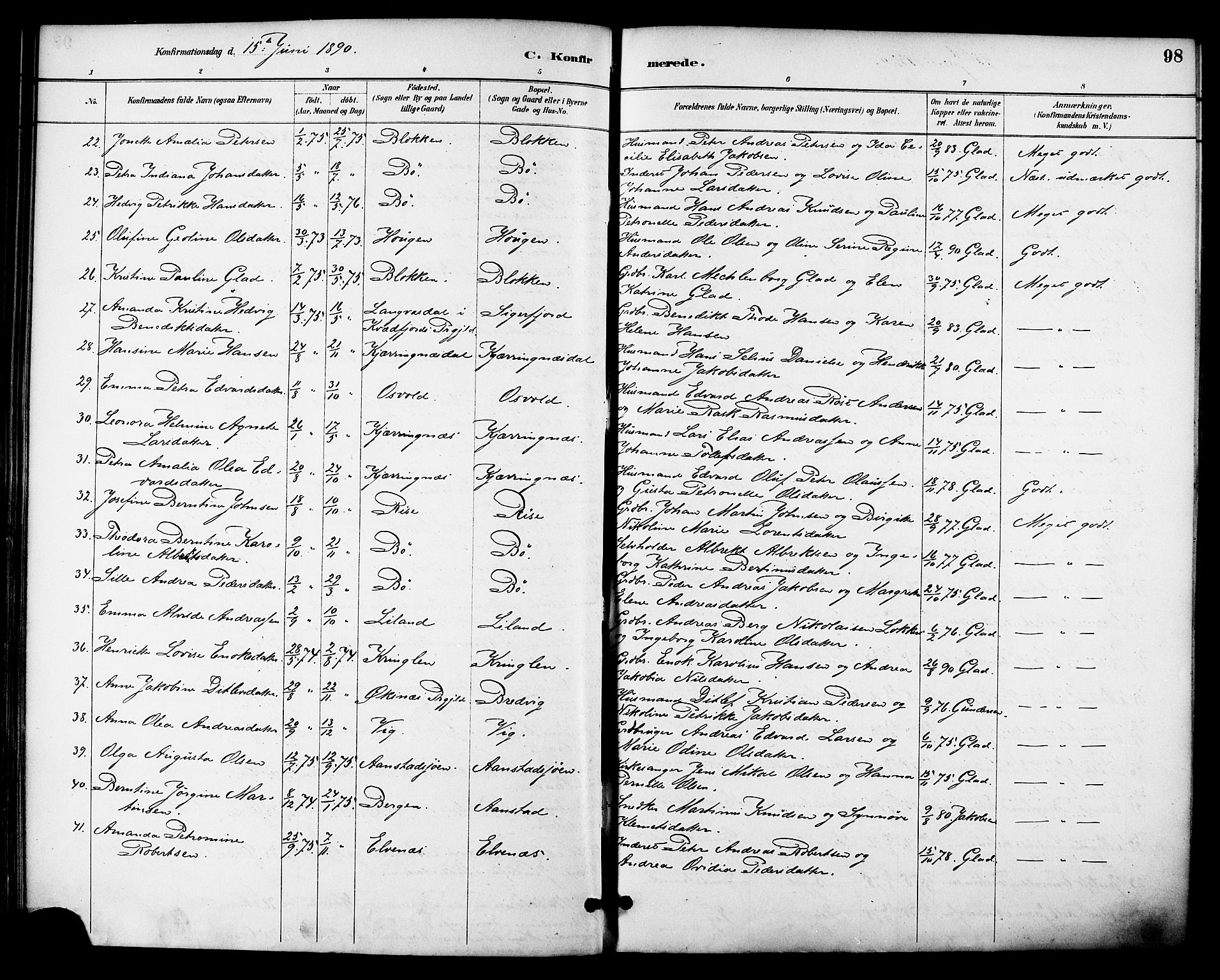 Ministerialprotokoller, klokkerbøker og fødselsregistre - Nordland, AV/SAT-A-1459/895/L1371: Parish register (official) no. 895A06, 1885-1894, p. 98