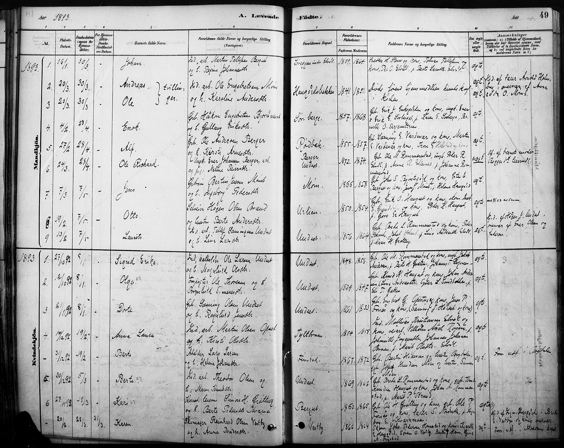 Rendalen prestekontor, SAH/PREST-054/H/Ha/Haa/L0009: Parish register (official) no. 9, 1878-1901, p. 49