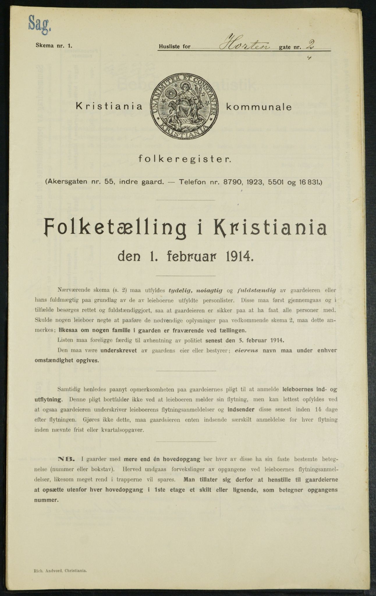 OBA, Municipal Census 1914 for Kristiania, 1914, p. 41456