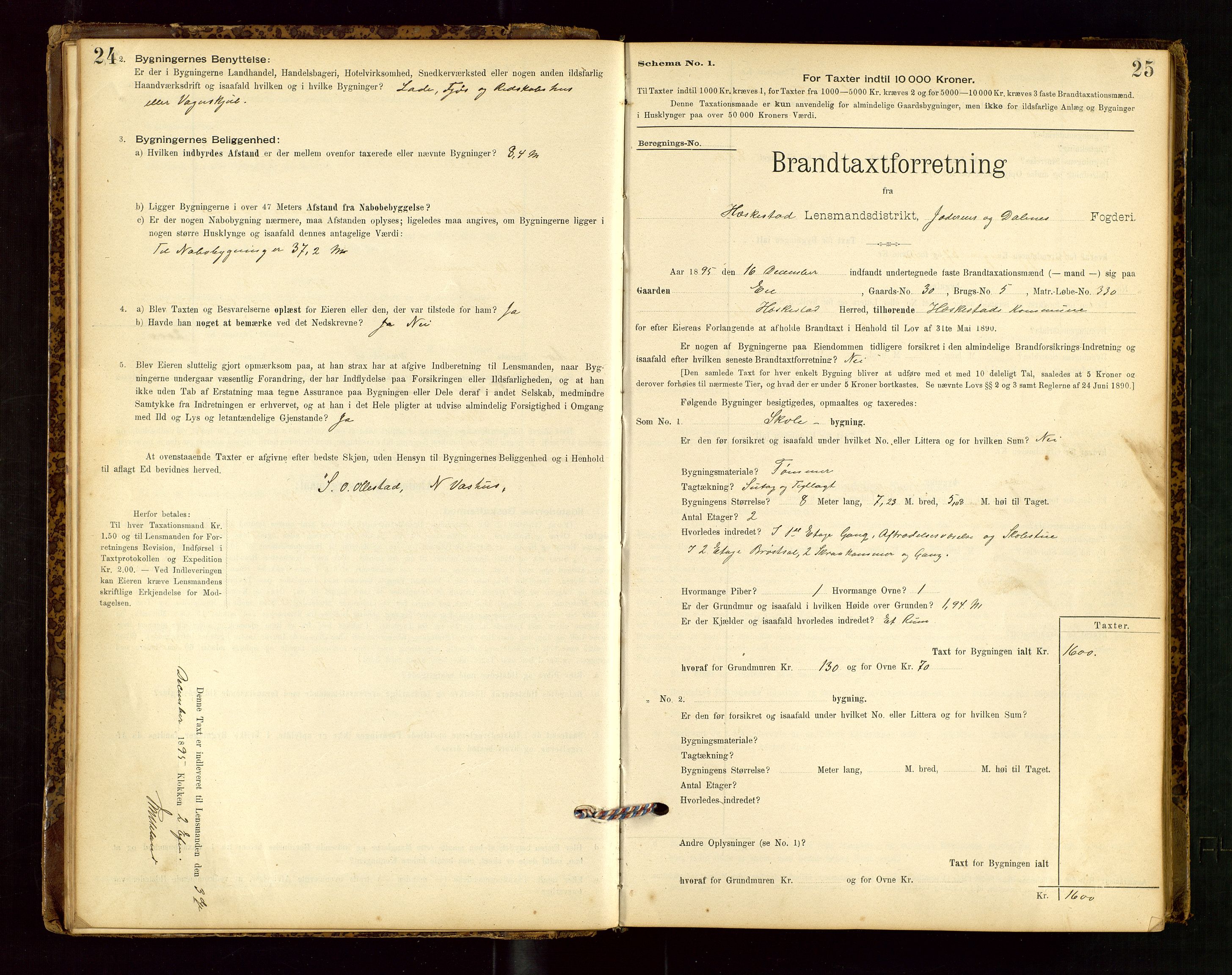 Heskestad lensmannskontor, SAST/A-100304/Gob/L0001: "Brandtaxationsprotokol", 1894-1915, p. 24-25