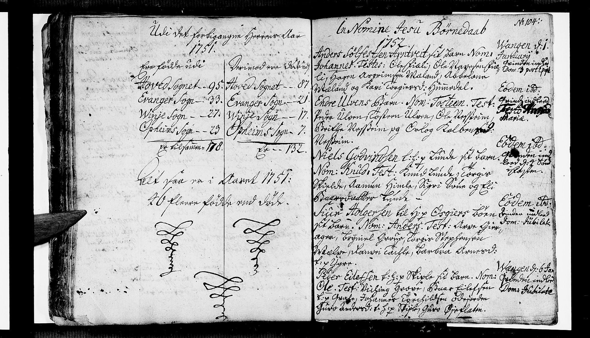 Voss sokneprestembete, AV/SAB-A-79001/H/Haa: Parish register (official) no. A 6, 1744-1752, p. 104