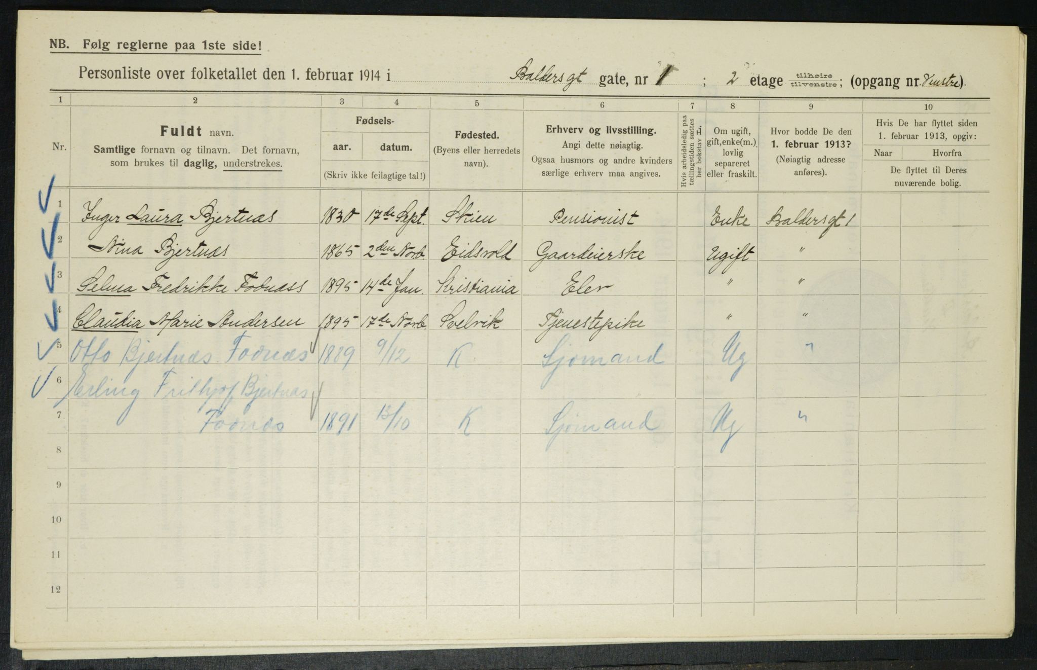 OBA, Municipal Census 1914 for Kristiania, 1914, p. 3058