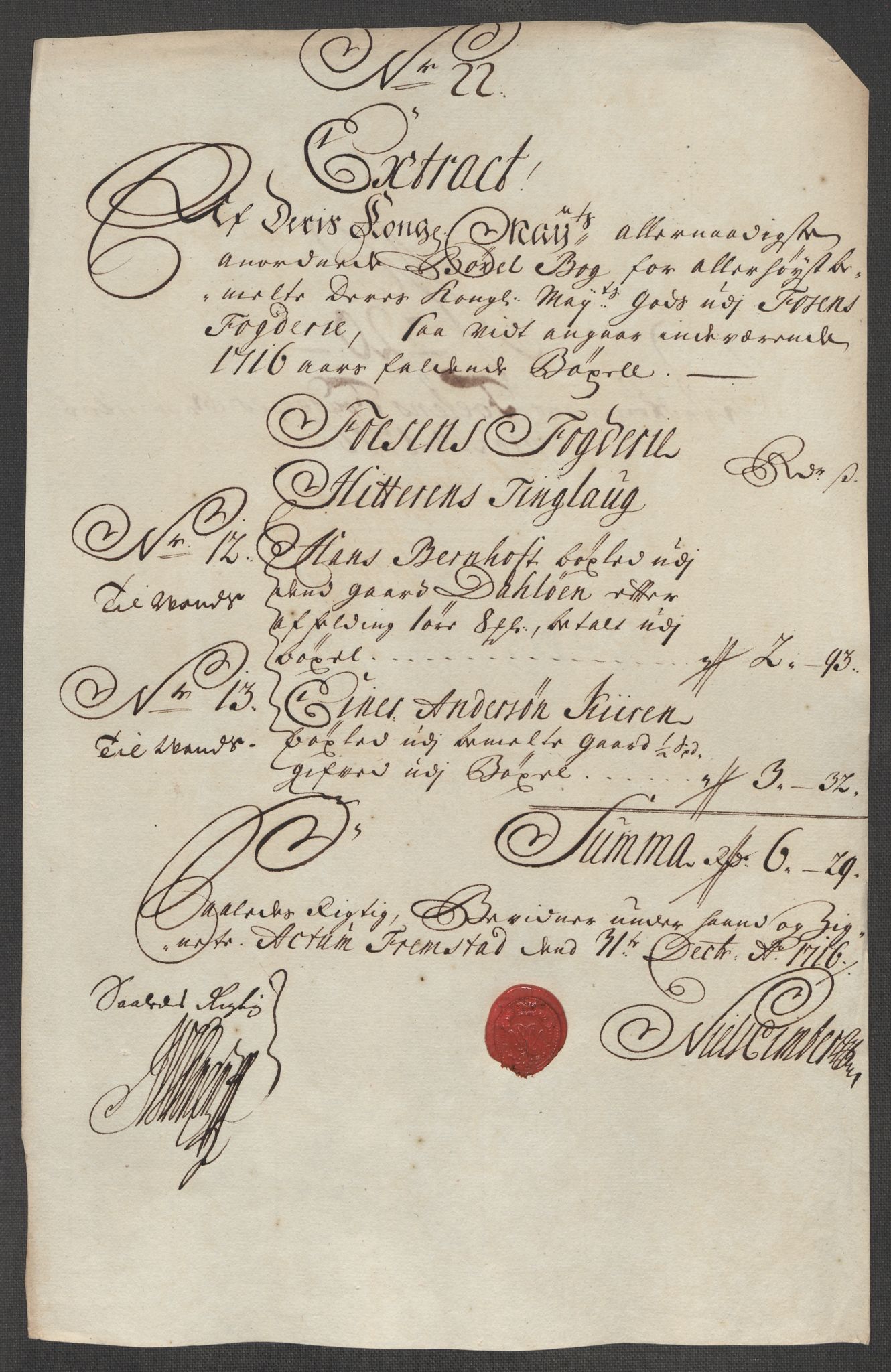 Rentekammeret inntil 1814, Reviderte regnskaper, Fogderegnskap, RA/EA-4092/R57/L3864: Fogderegnskap Fosen, 1716, p. 174