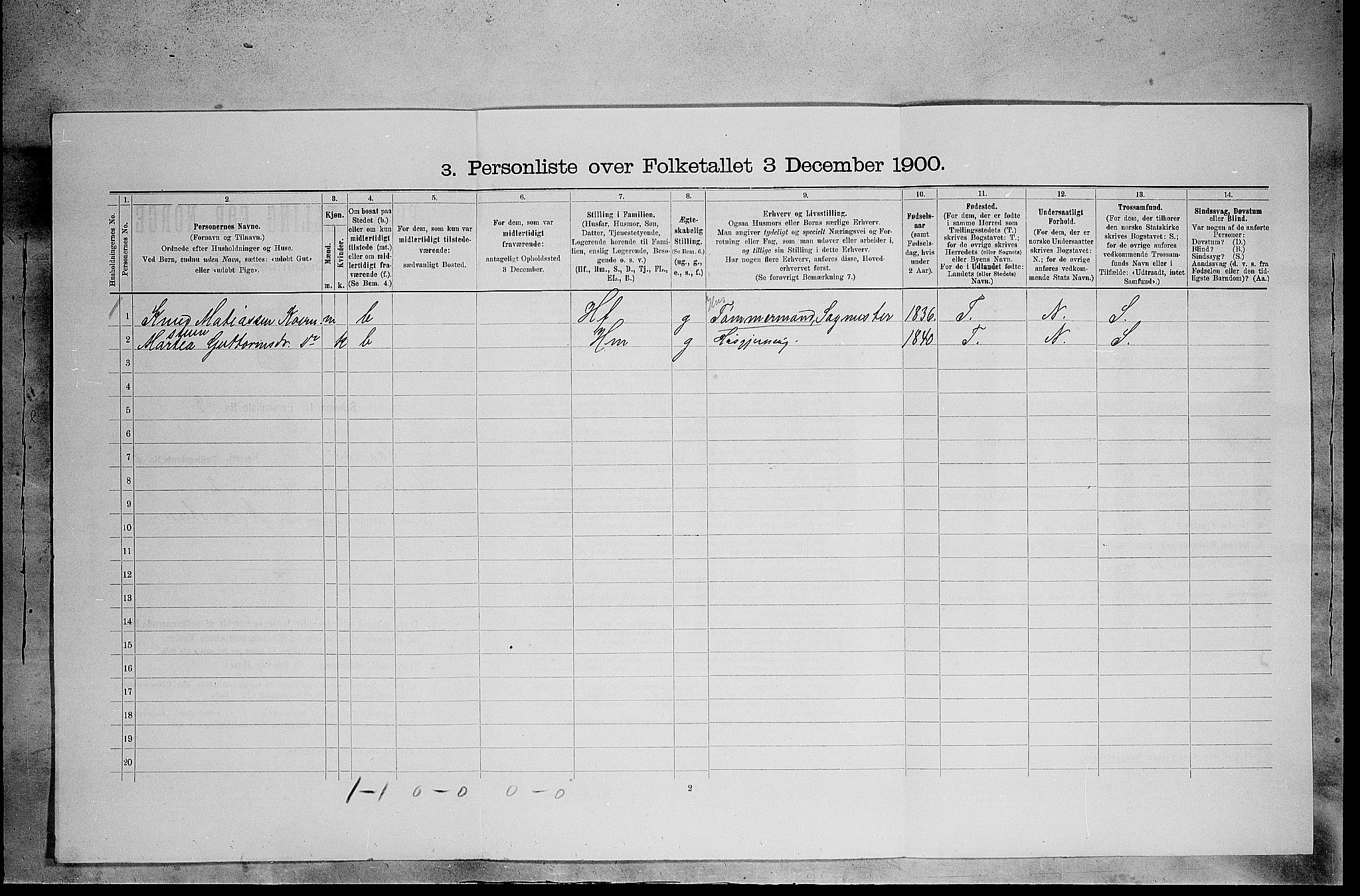 SAH, 1900 census for Åsnes, 1900, p. 1153