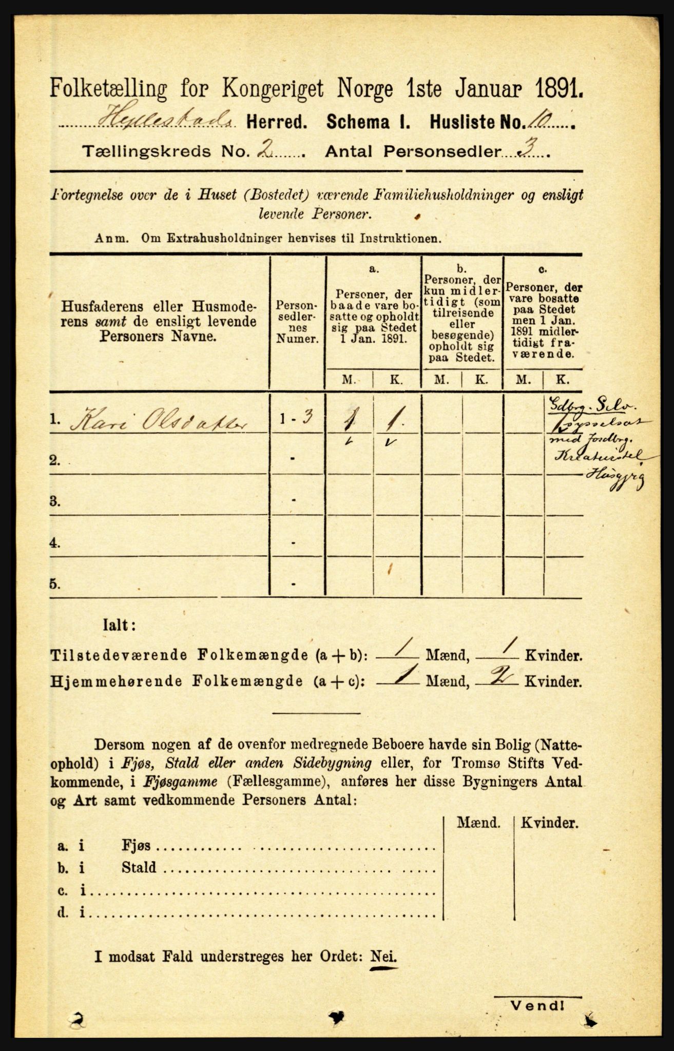 RA, 1891 census for 1413 Hyllestad, 1891, p. 130