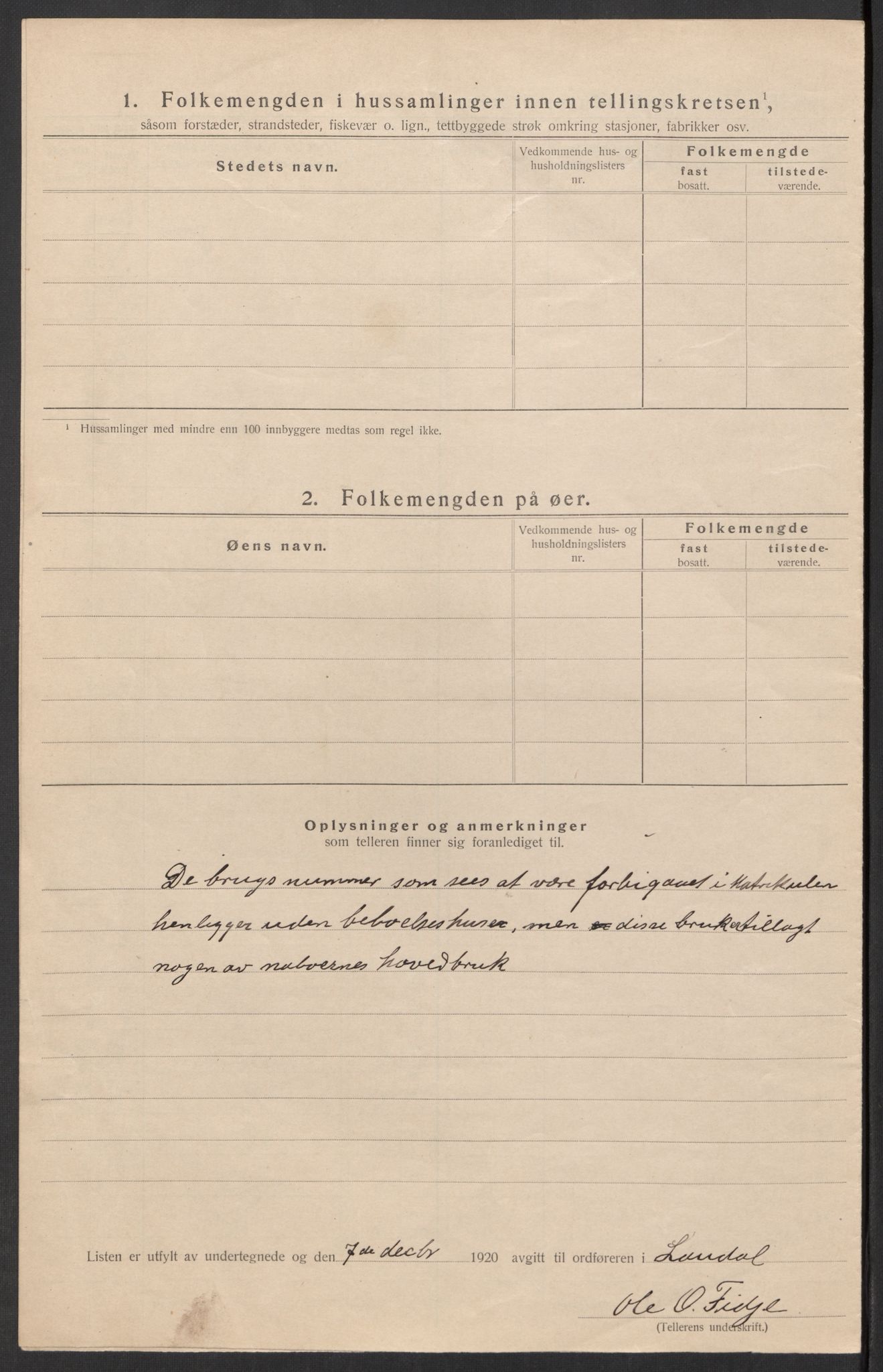 SAK, 1920 census for Laudal, 1920, p. 15