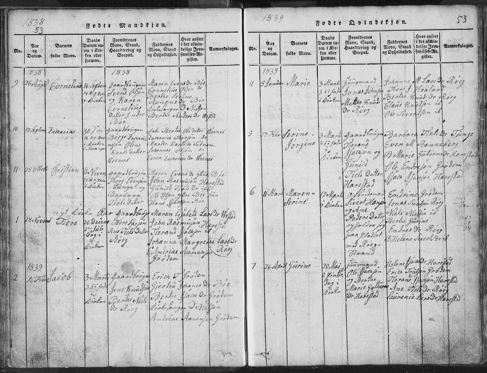 Hetland sokneprestkontor, SAST/A-101826/30/30BA/L0001: Parish register (official) no. A 1, 1816-1856, p. 53