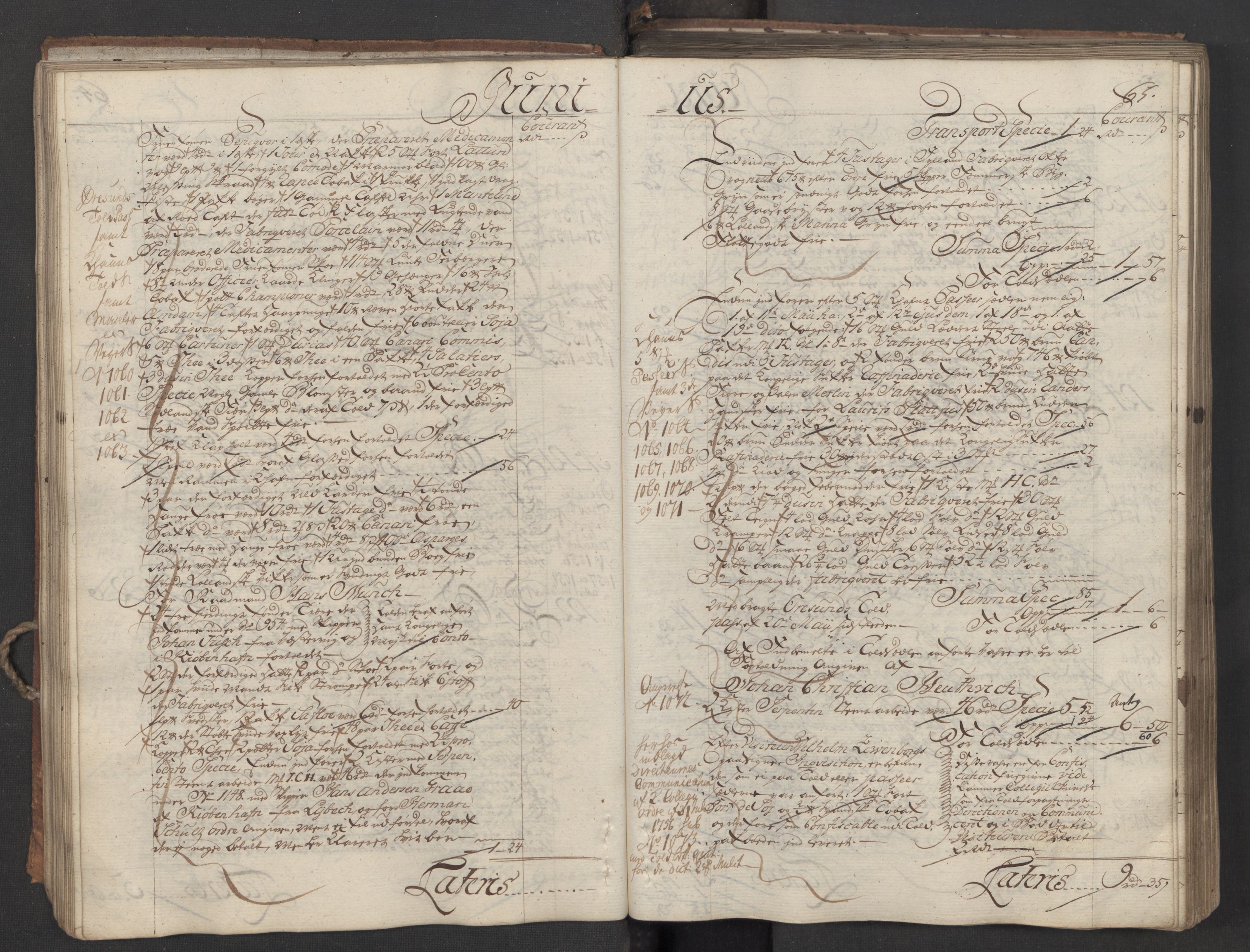 Generaltollkammeret, tollregnskaper, AV/RA-EA-5490/R06/L0037/0001: Tollregnskaper Kristiania / Inngående hovedtollbok, 1756, p. 64b-65a