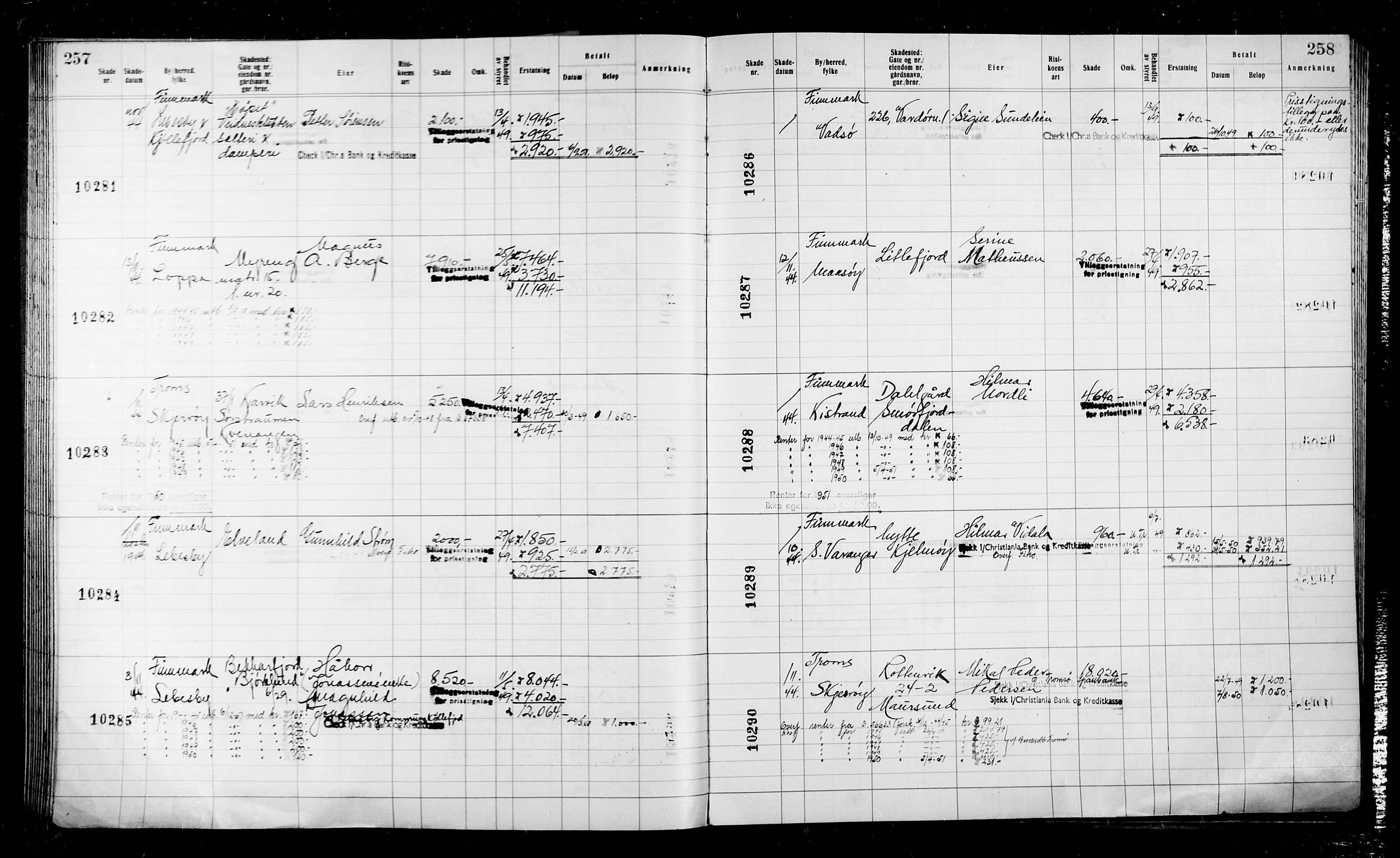 Krigsskadetrygdene for bygninger og løsøre, AV/RA-S-1548/V/L0043: Bygning, ikke trygdet., 1940-1945, p. 257-258