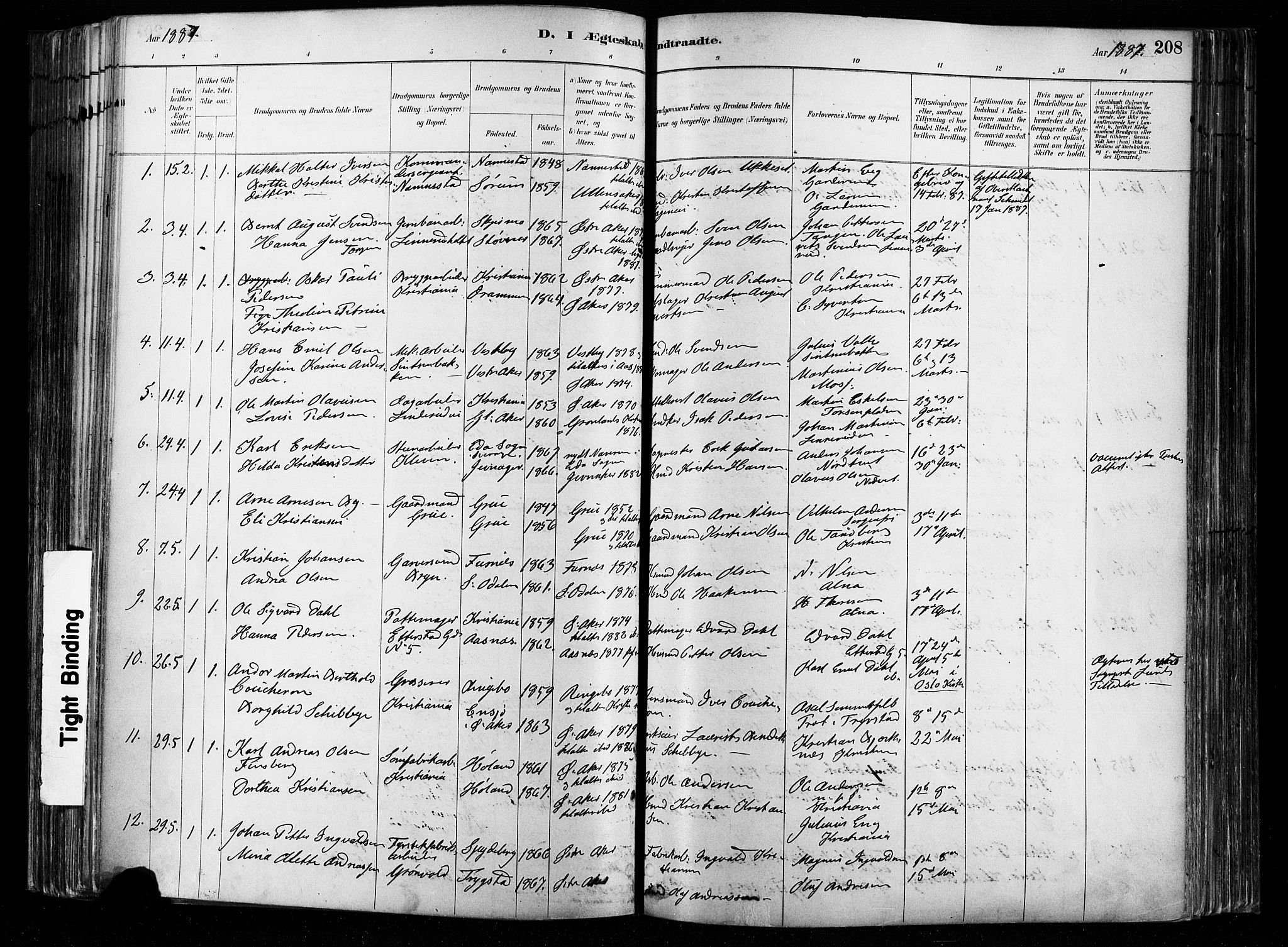 Østre Aker prestekontor Kirkebøker, SAO/A-10840/F/Fa/L0008: Parish register (official) no. I 8, 1883-1894, p. 208
