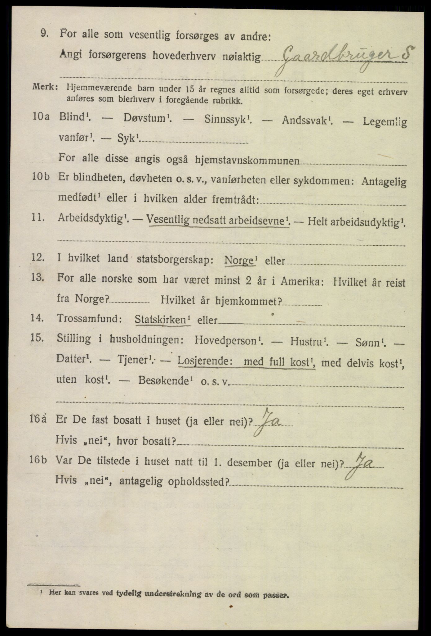 SAK, 1920 census for Gyland, 1920, p. 2305