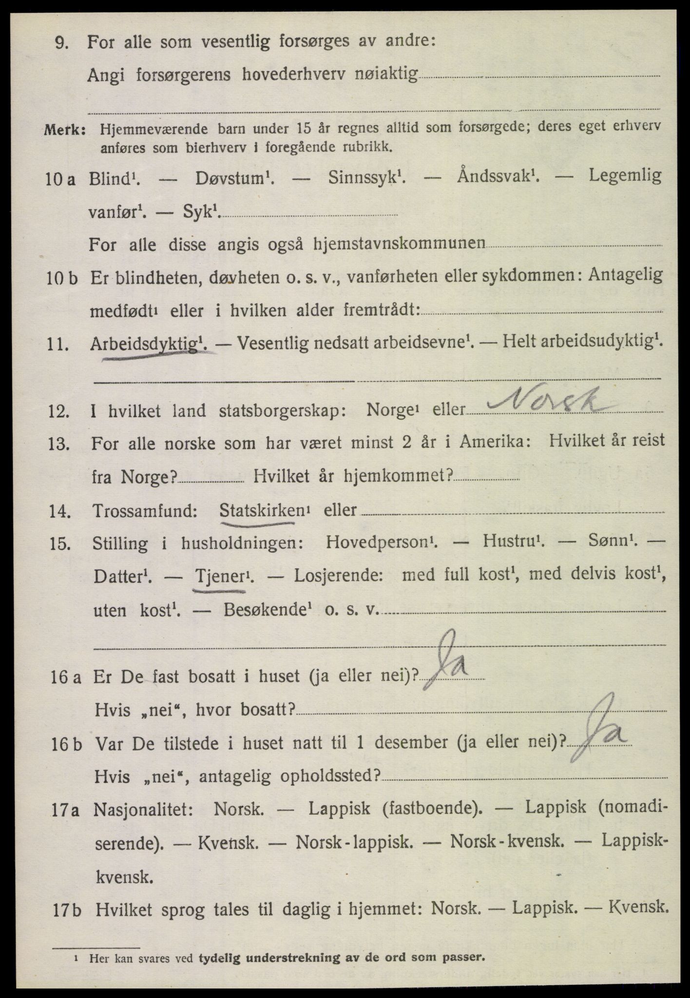 SAT, 1920 census for Fauske, 1920, p. 14551