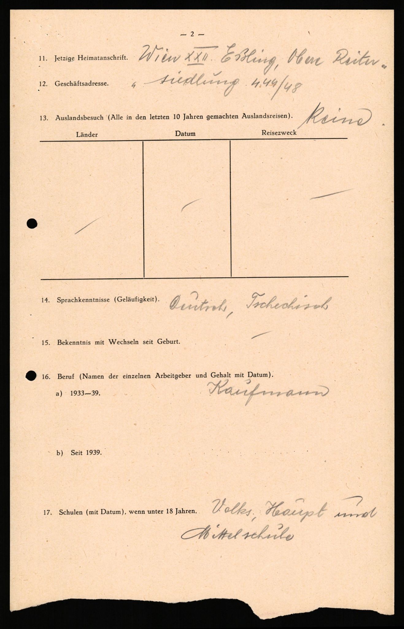 Forsvaret, Forsvarets overkommando II, AV/RA-RAFA-3915/D/Db/L0040: CI Questionaires. Tyske okkupasjonsstyrker i Norge. Østerrikere., 1945-1946, p. 305