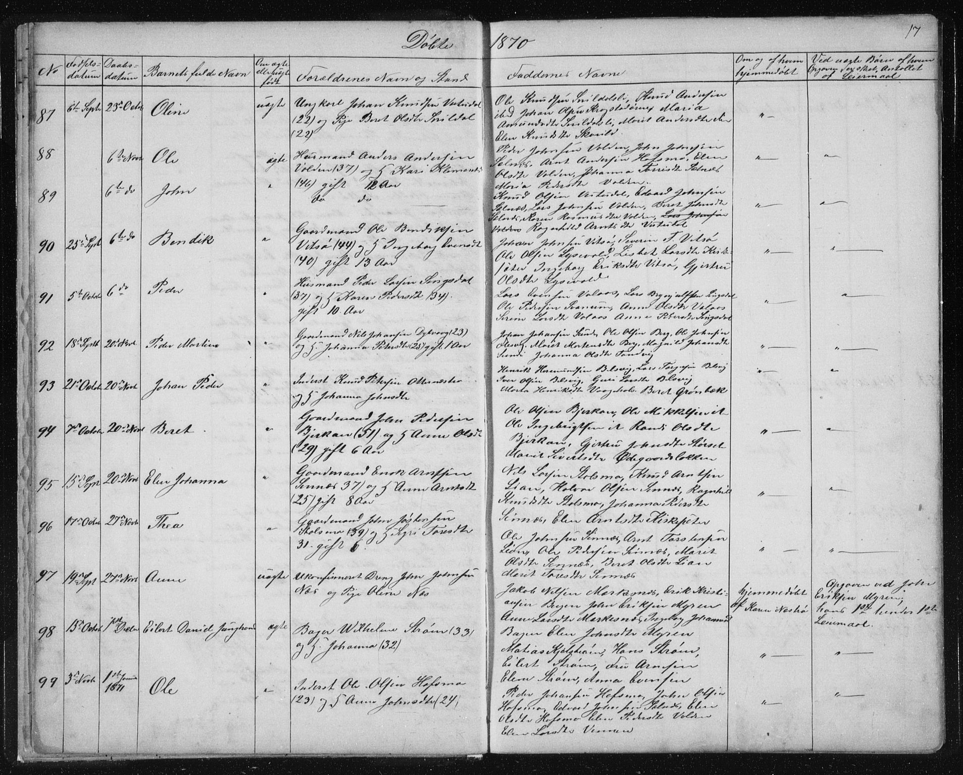 Ministerialprotokoller, klokkerbøker og fødselsregistre - Sør-Trøndelag, SAT/A-1456/630/L0503: Parish register (copy) no. 630C01, 1869-1878, p. 17