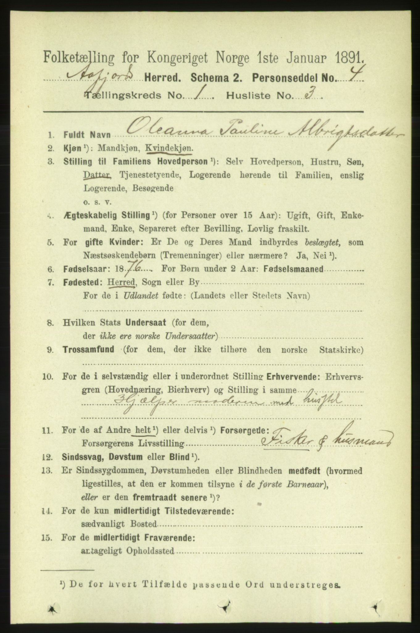 RA, 1891 census for 1630 Åfjord, 1891, p. 91