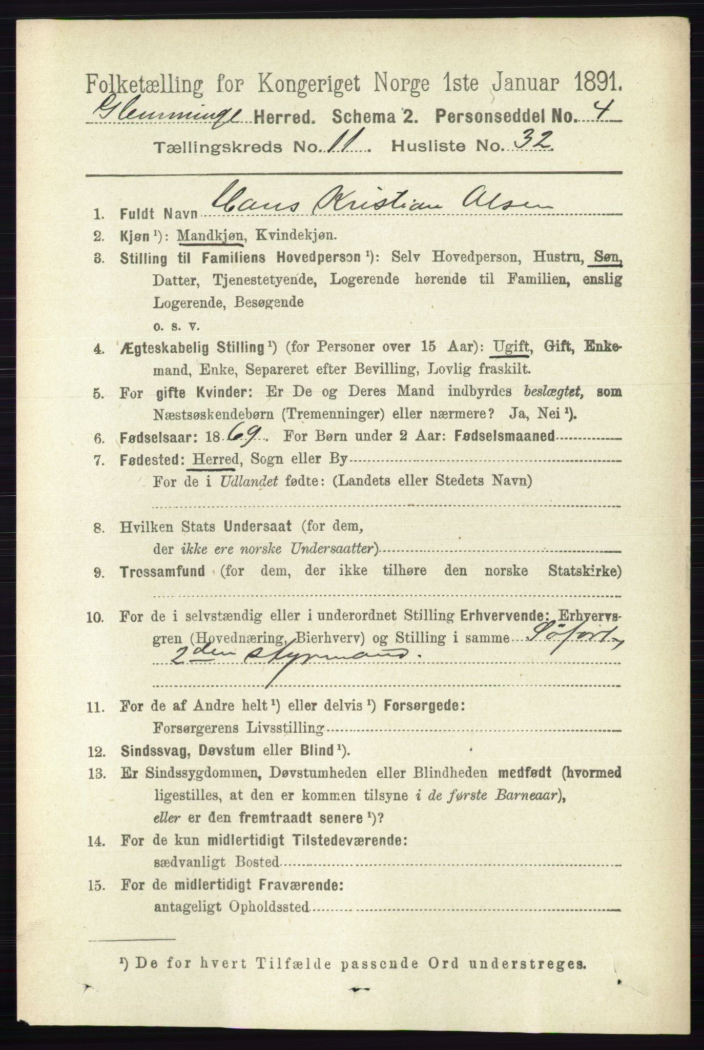 RA, 1891 census for 0132 Glemmen, 1891, p. 10779