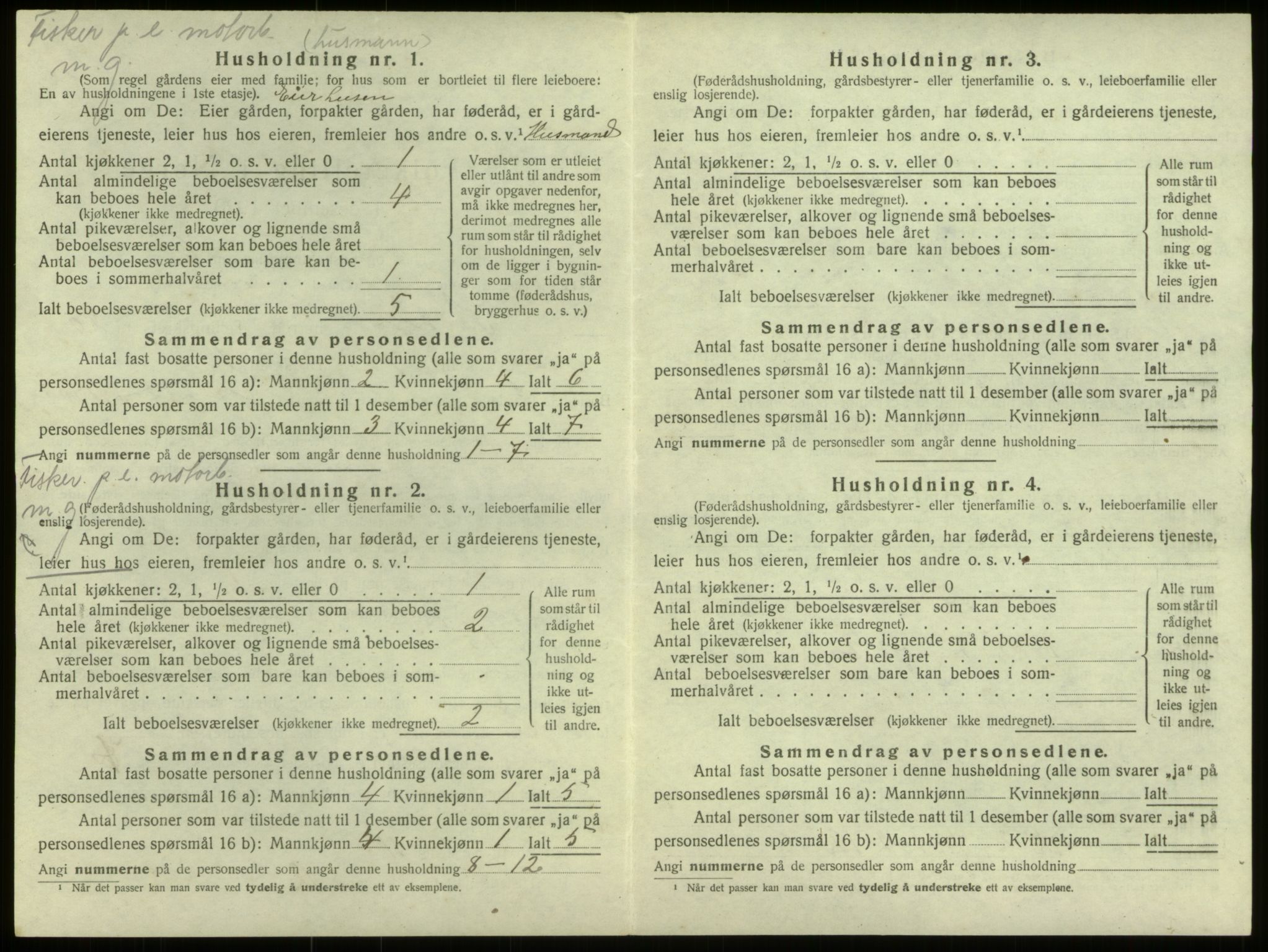 SAB, 1920 census for Selje, 1920, p. 1165