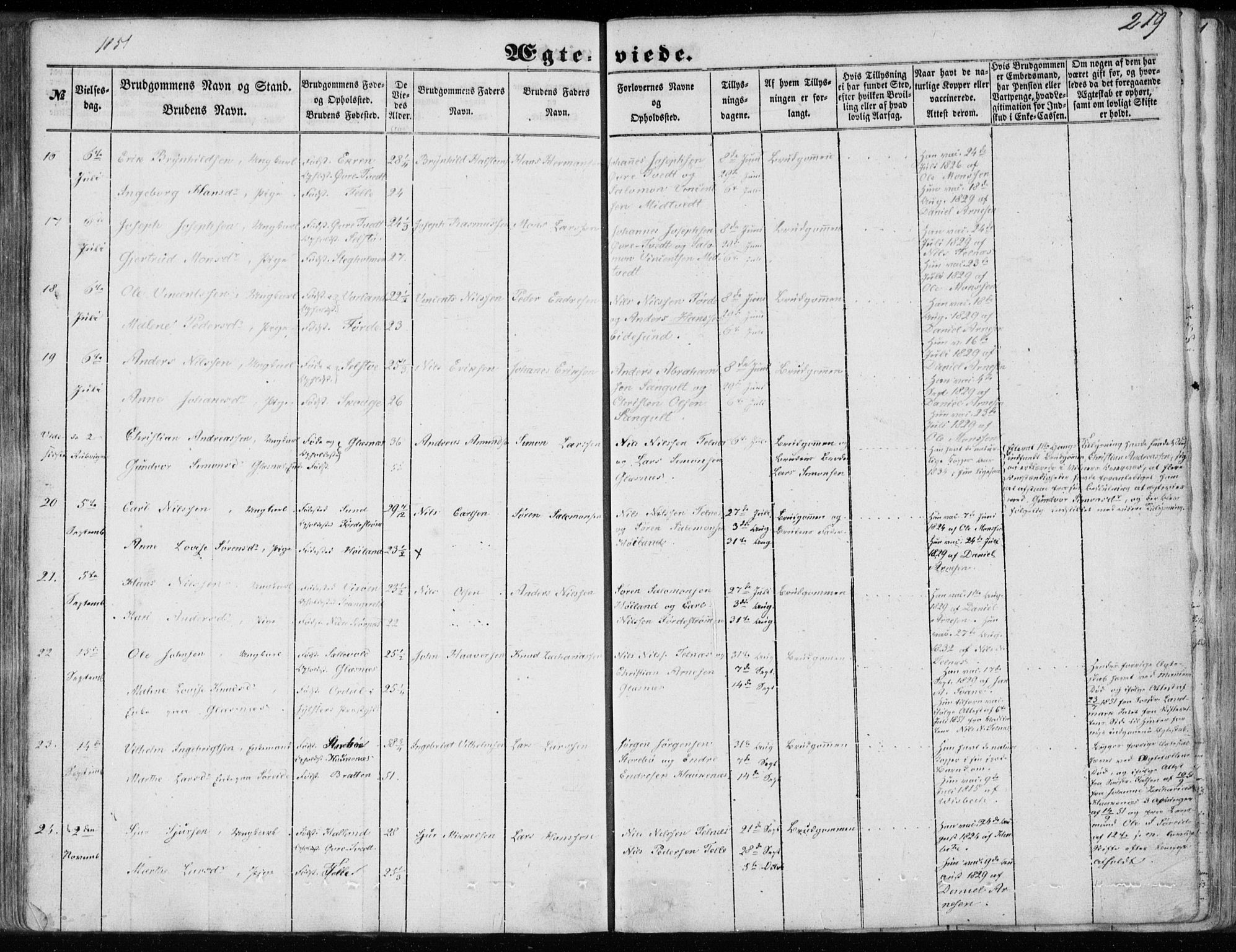 Sund sokneprestembete, AV/SAB-A-99930: Parish register (official) no. A 14, 1850-1866, p. 219