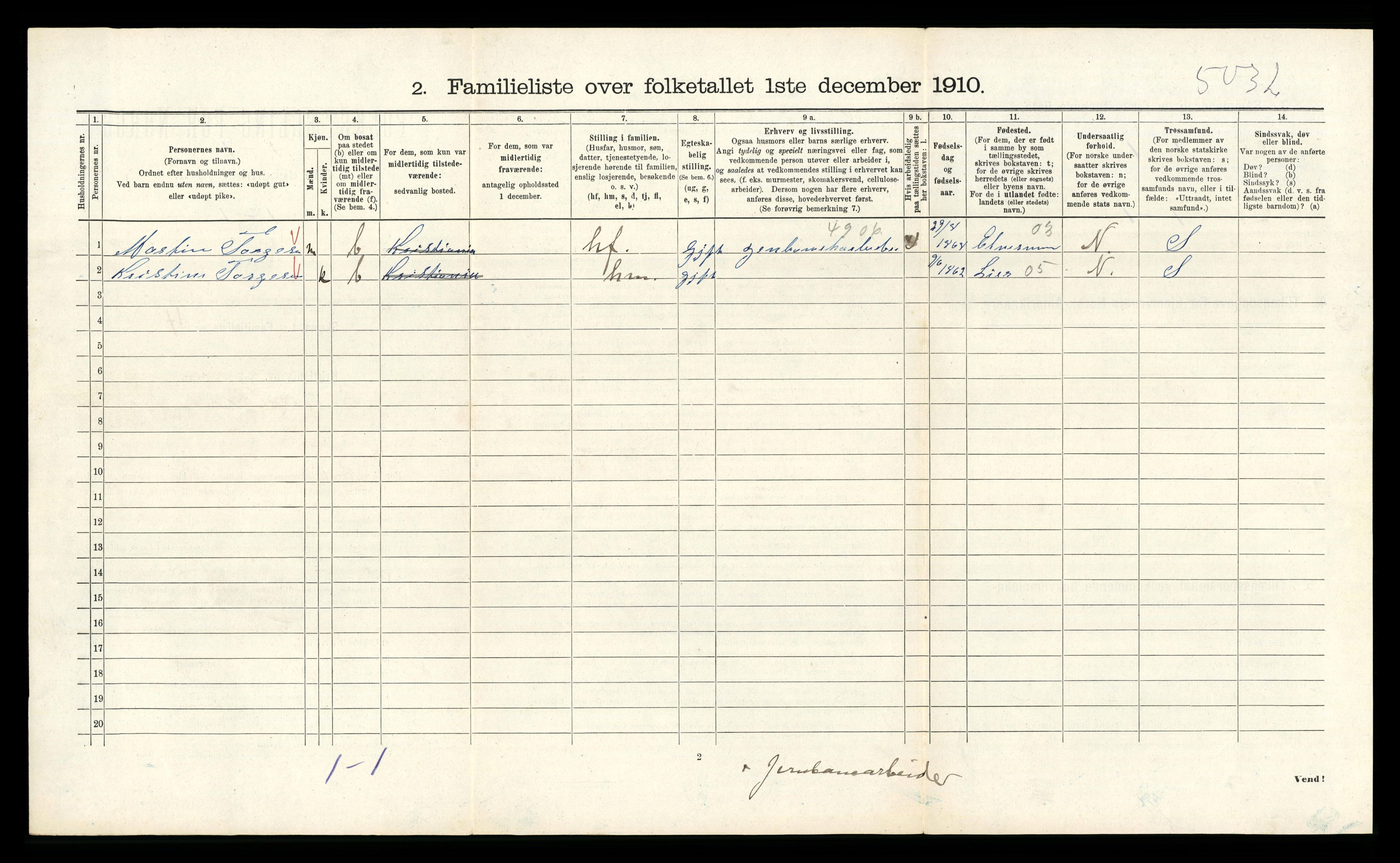 RA, 1910 census for Kristiania, 1910, p. 26068
