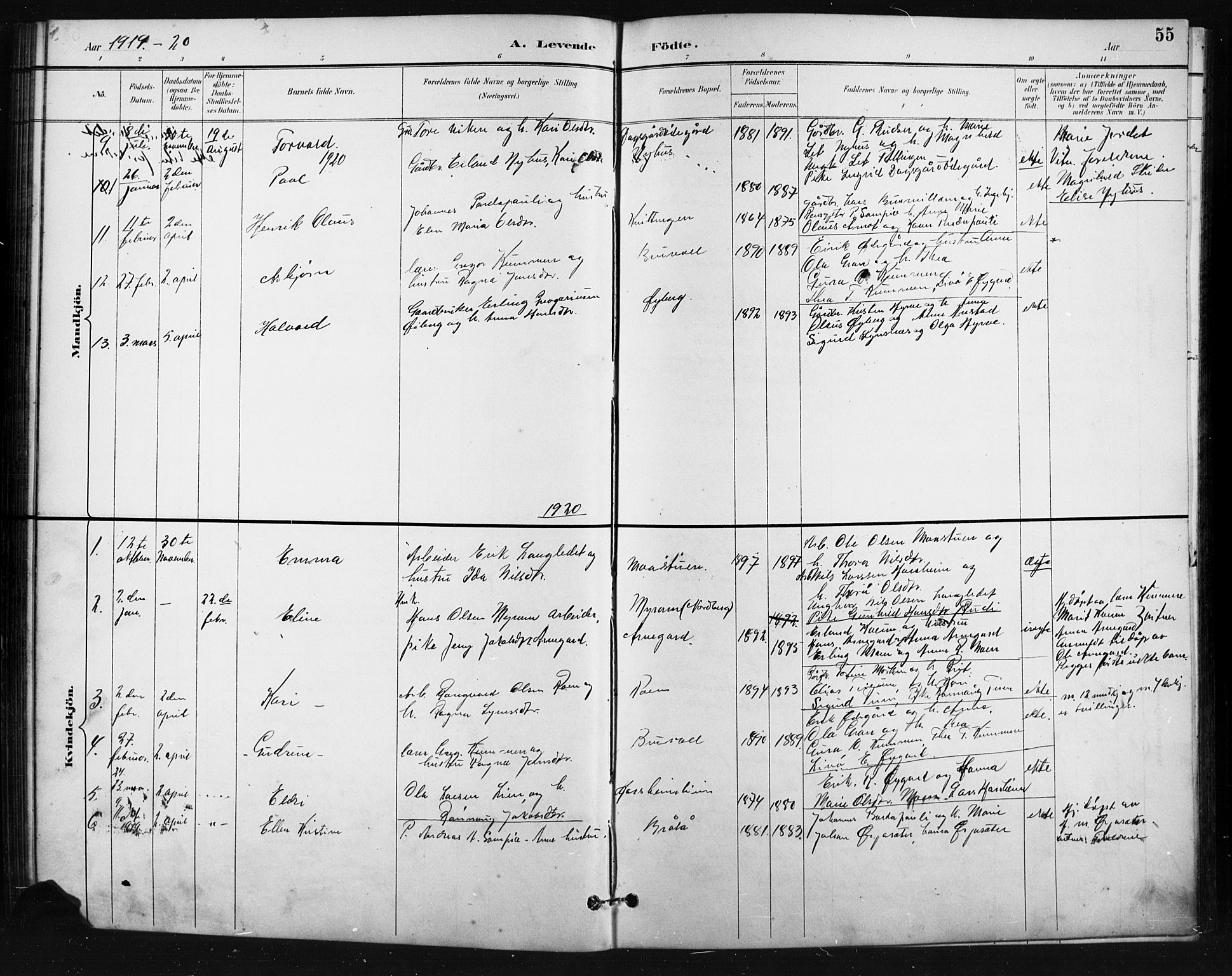 Skjåk prestekontor, SAH/PREST-072/H/Ha/Hab/L0004: Parish register (copy) no. 4, 1895-1921, p. 55