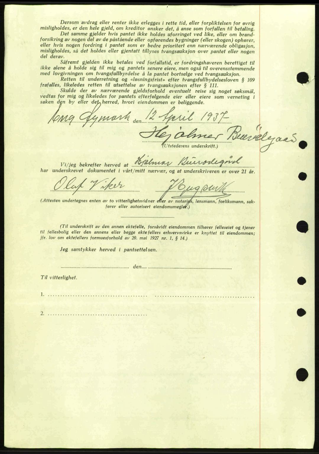 Idd og Marker sorenskriveri, AV/SAO-A-10283/G/Gb/Gbc/L0001: Mortgage book no. B1-3, 1936-1939, Diary no: : 400/1937