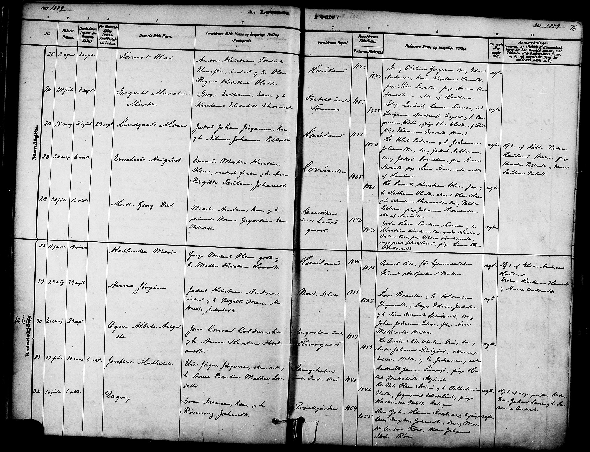 Ministerialprotokoller, klokkerbøker og fødselsregistre - Nordland, AV/SAT-A-1459/839/L0568: Parish register (official) no. 839A05, 1880-1902, p. 76