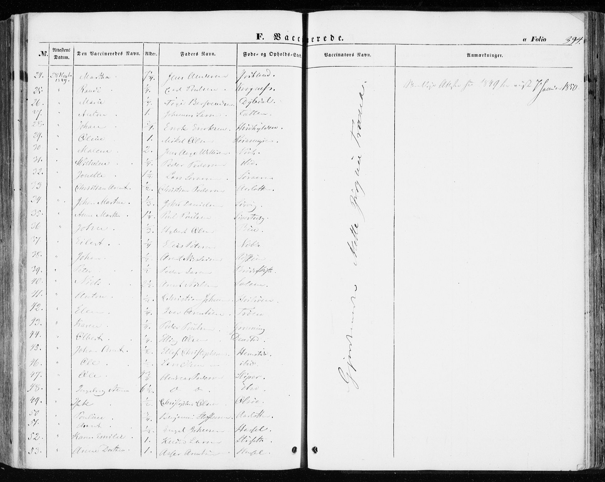 Ministerialprotokoller, klokkerbøker og fødselsregistre - Sør-Trøndelag, SAT/A-1456/646/L0611: Parish register (official) no. 646A09, 1848-1857, p. 394