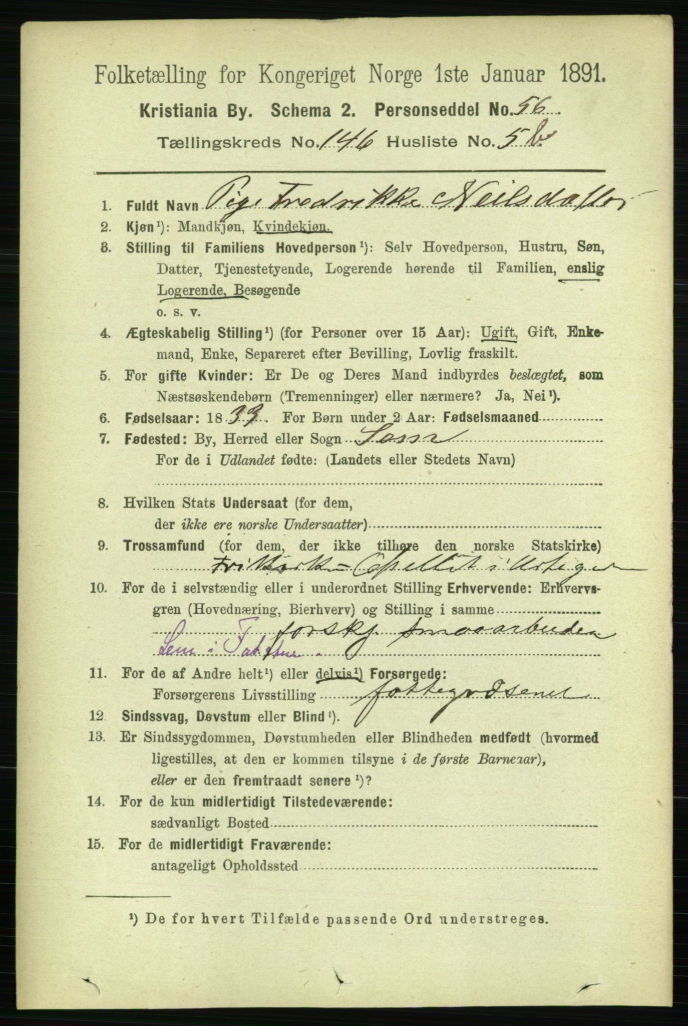 RA, 1891 census for 0301 Kristiania, 1891, p. 81032