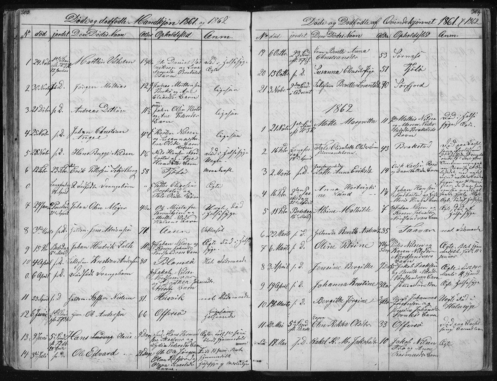 Ministerialprotokoller, klokkerbøker og fødselsregistre - Nordland, AV/SAT-A-1459/817/L0266: Parish register (copy) no. 817C01, 1841-1869, p. 303-304