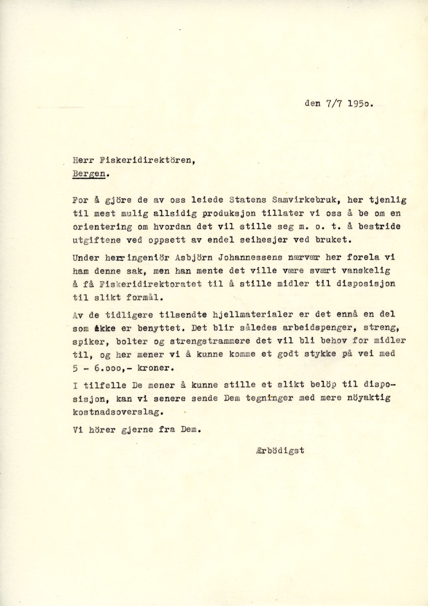 Vardø Fiskersamvirkelag, VAMU/A-0037/D/Da/L0006: Korrespondanse Re-St, 1947-1951