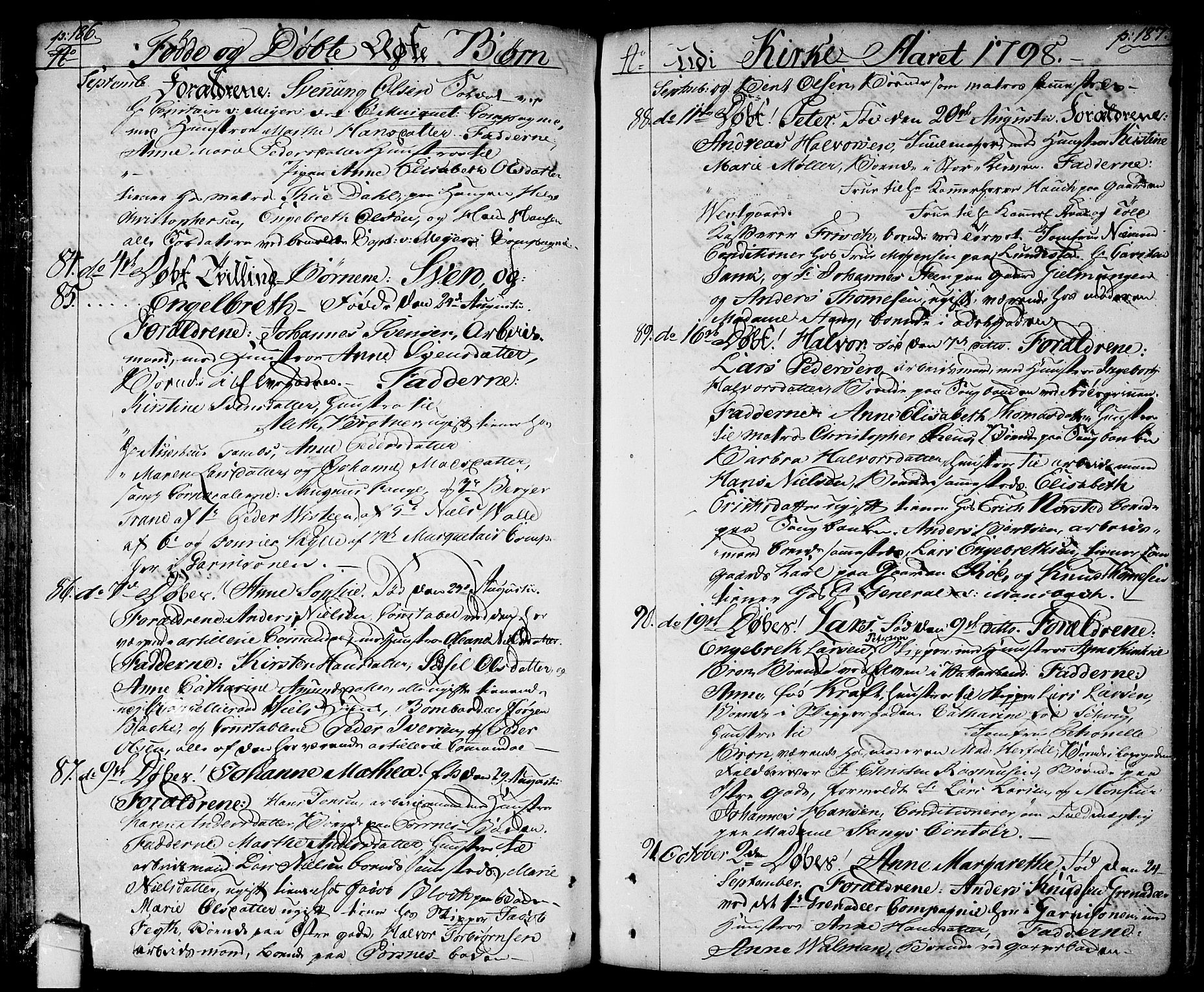 Halden prestekontor Kirkebøker, SAO/A-10909/F/Fa/L0002: Parish register (official) no. I 2, 1792-1812, p. 186-187