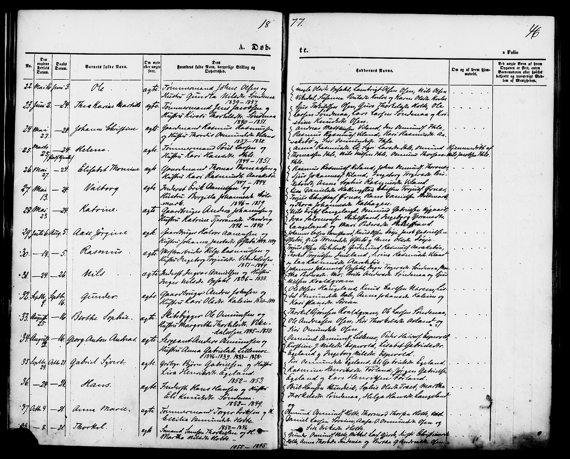 Vikedal sokneprestkontor, AV/SAST-A-101840/01/IV: Parish register (official) no. A 7, 1868-1883, p. 46