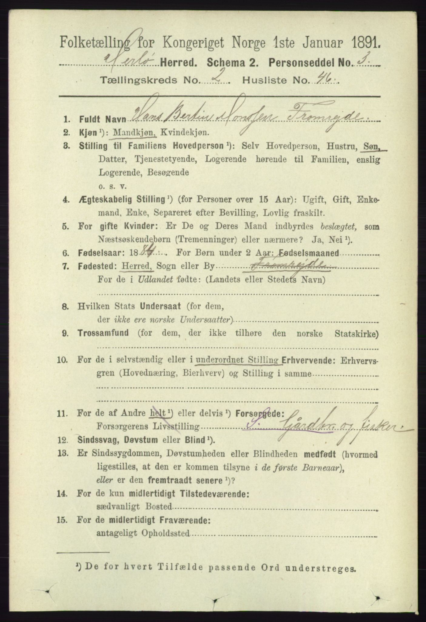 RA, 1891 census for 1258 Herdla, 1891, p. 835