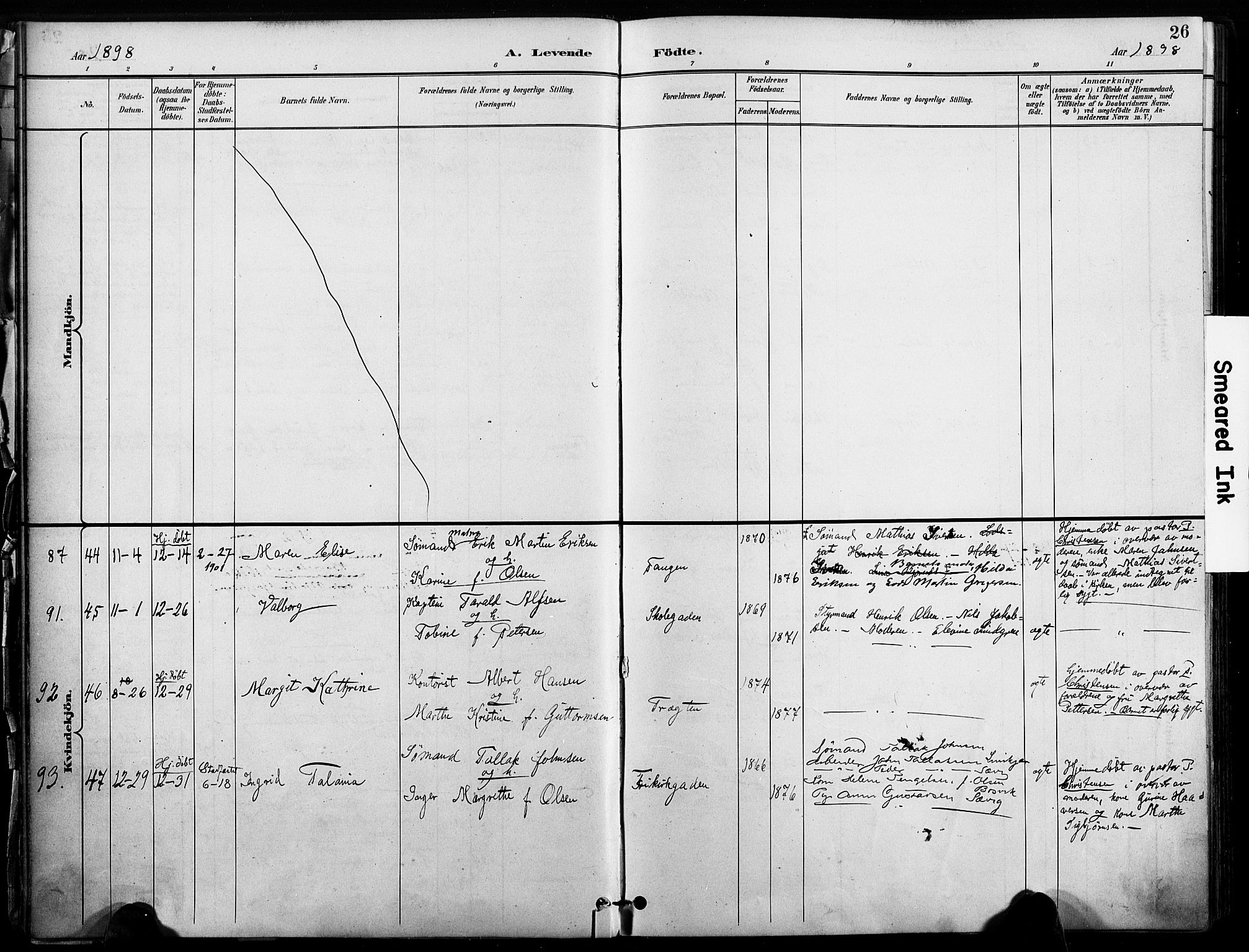 Risør sokneprestkontor, SAK/1111-0035/F/Fa/L0010: Parish register (official) no. A 10, 1896-1906, p. 26