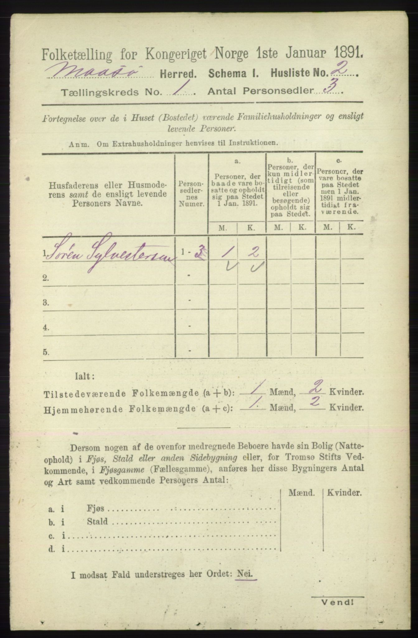 RA, 1891 census for 2018 Måsøy, 1891, p. 25