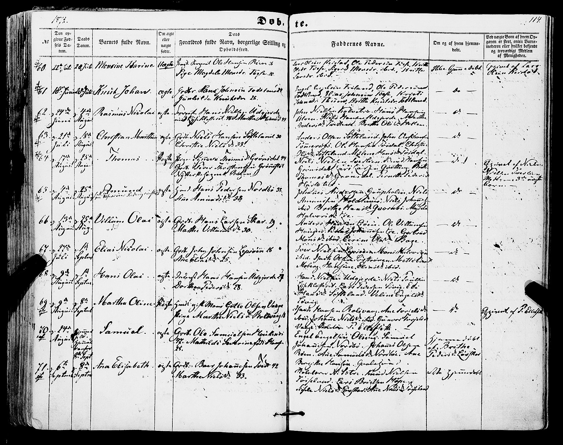 Os sokneprestembete, AV/SAB-A-99929: Parish register (official) no. A 17, 1860-1873, p. 114