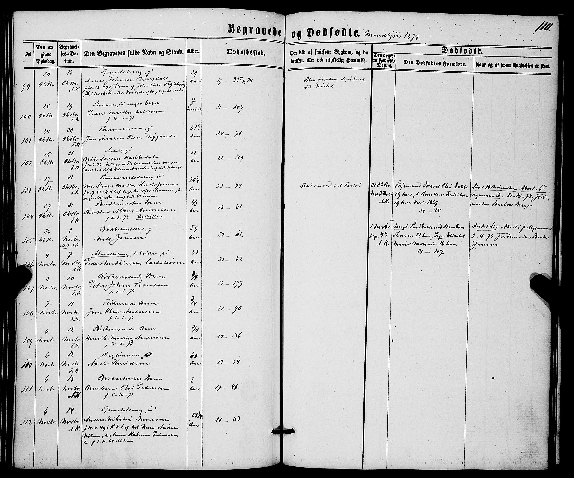 Korskirken sokneprestembete, SAB/A-76101/H/Haa/L0045: Parish register (official) no. E 3, 1863-1875, p. 110