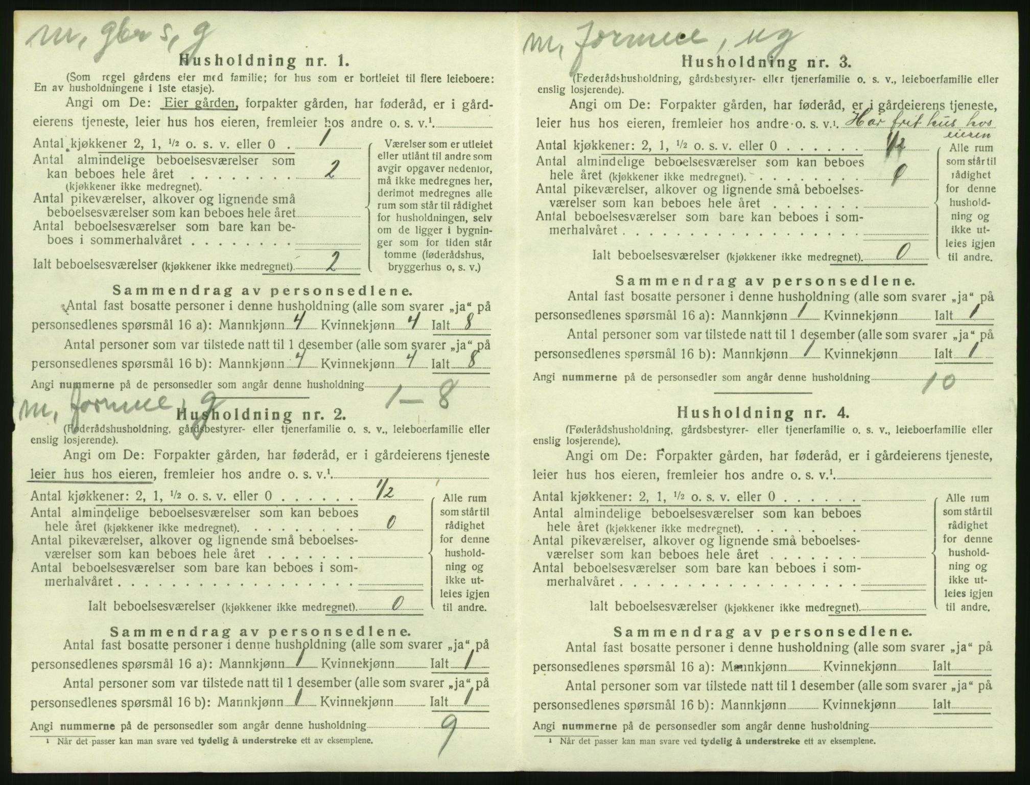 SAH, 1920 census for Vestre Slidre, 1920, p. 991