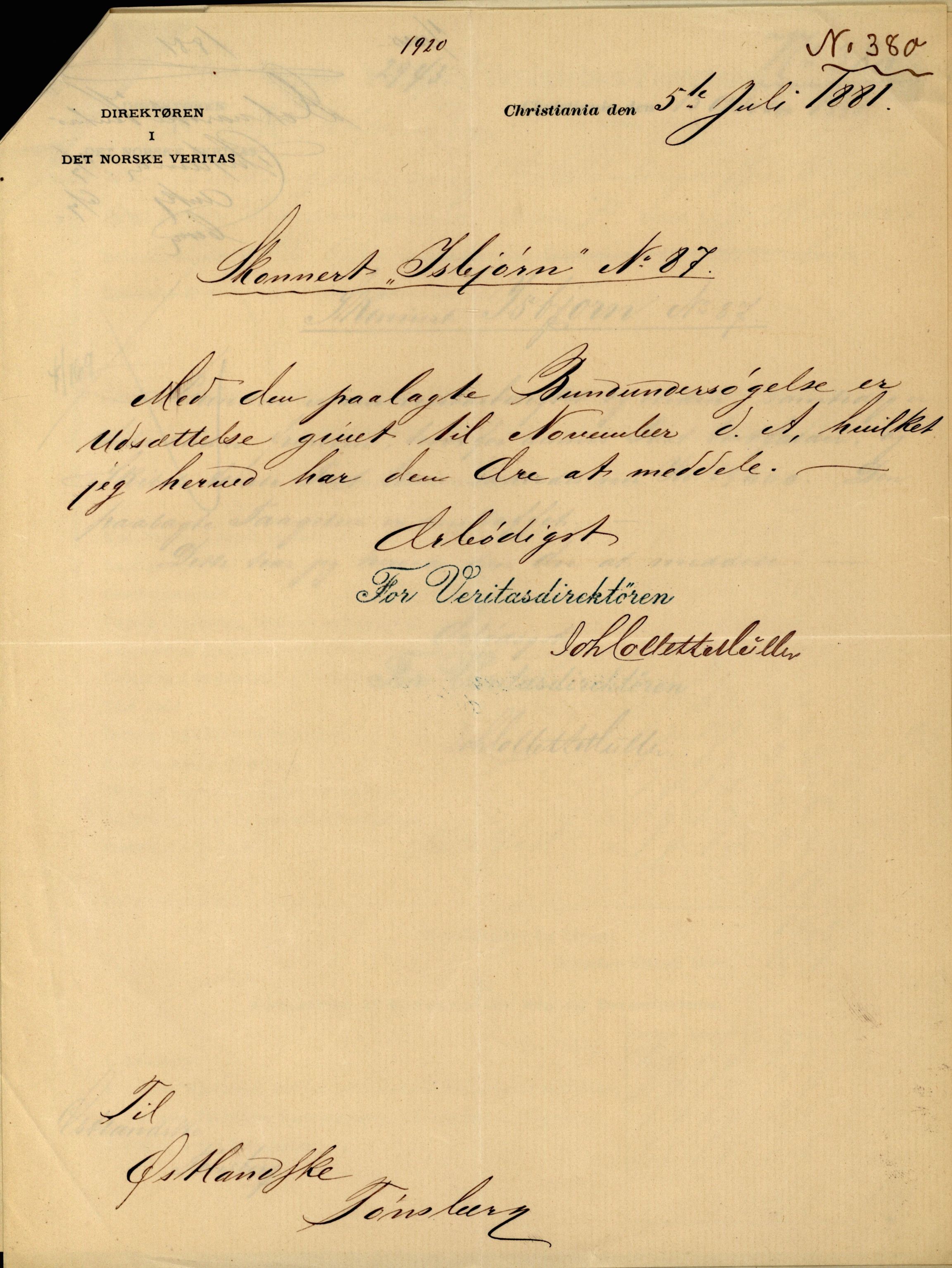 Pa 63 - Østlandske skibsassuranceforening, VEMU/A-1079/G/Ga/L0015/0013: Havaridokumenter / Venice, Isbjørn, Varnæs, Valkyrien, 1882, p. 29