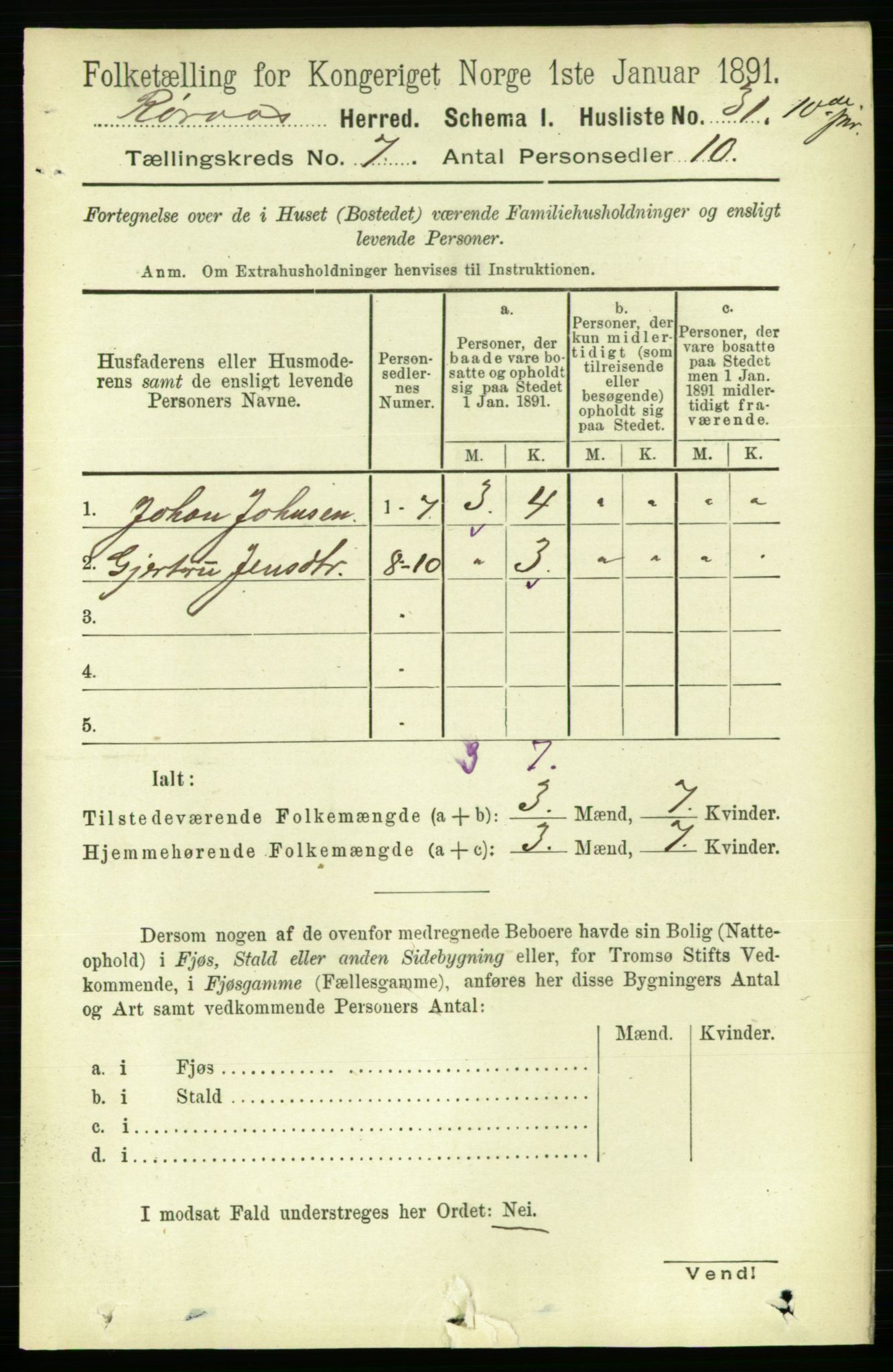 RA, 1891 census for 1640 Røros, 1891, p. 1371