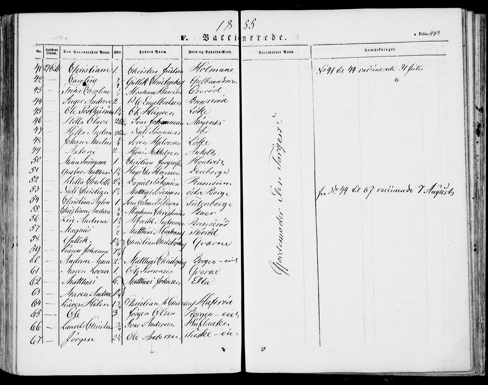 Stokke kirkebøker, AV/SAKO-A-320/F/Fa/L0007: Parish register (official) no. I 7, 1844-1857, p. 448