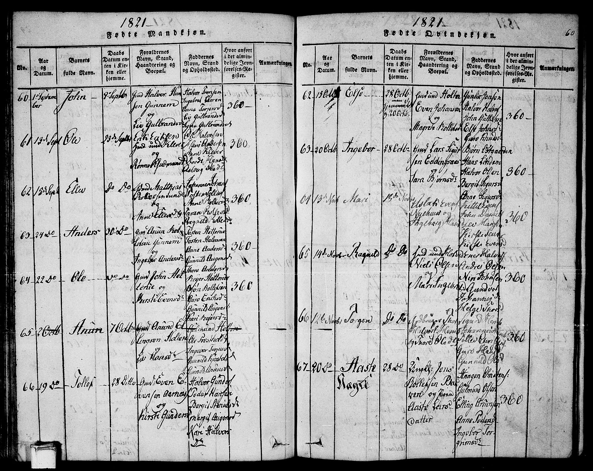 Sauherad kirkebøker, AV/SAKO-A-298/F/Fa/L0005: Parish register (official) no. I 5, 1815-1829, p. 60